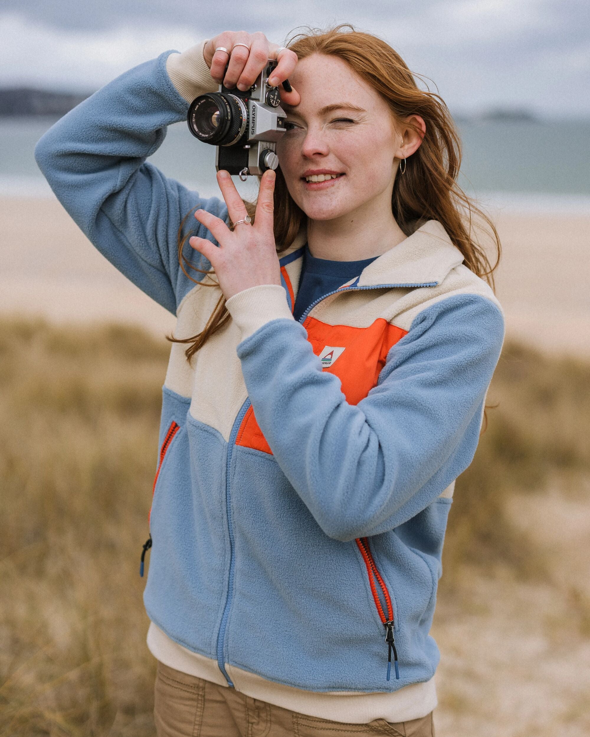 Caspian Recycled Polar Fleece - Faded Denim - Lifestyle