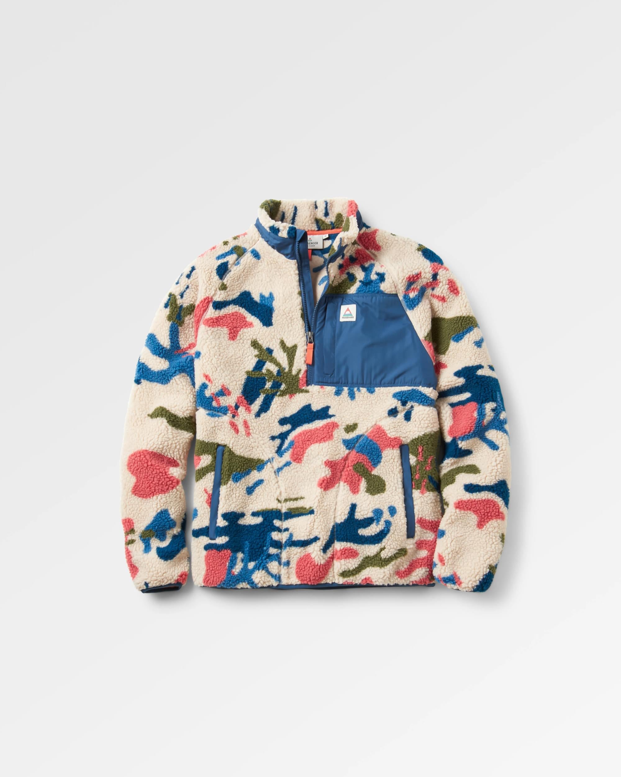 Offroad Recycled Sherpa 1/2 Zip Fleece - Seaweed Camo Pebble Grey - Flatlay