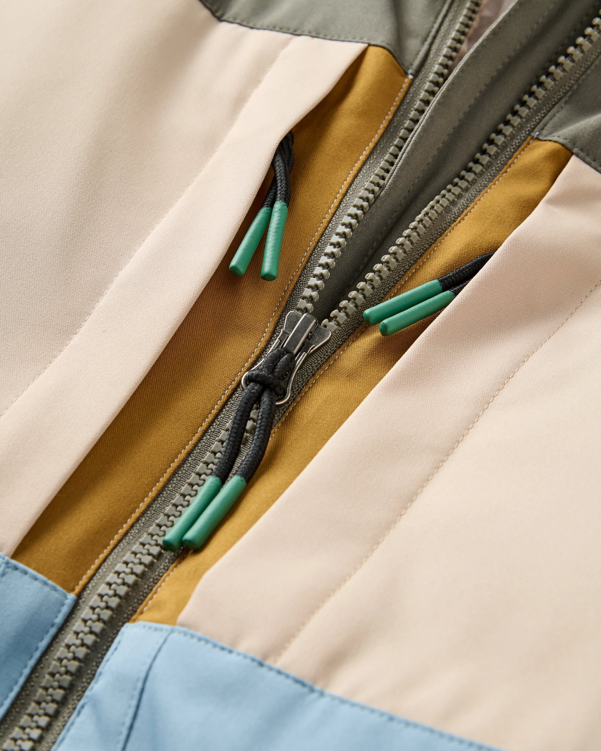 Lumi Colour Block Parka - Faded Denim - Flatlay