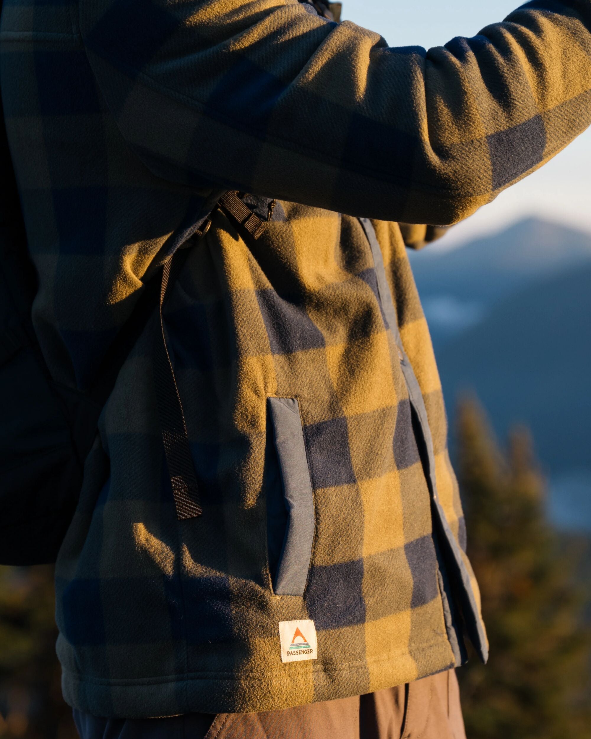 Firelight Sherpa Lined Overshirt - Dusty Olive/Dark Denim Check - Lifestyle
