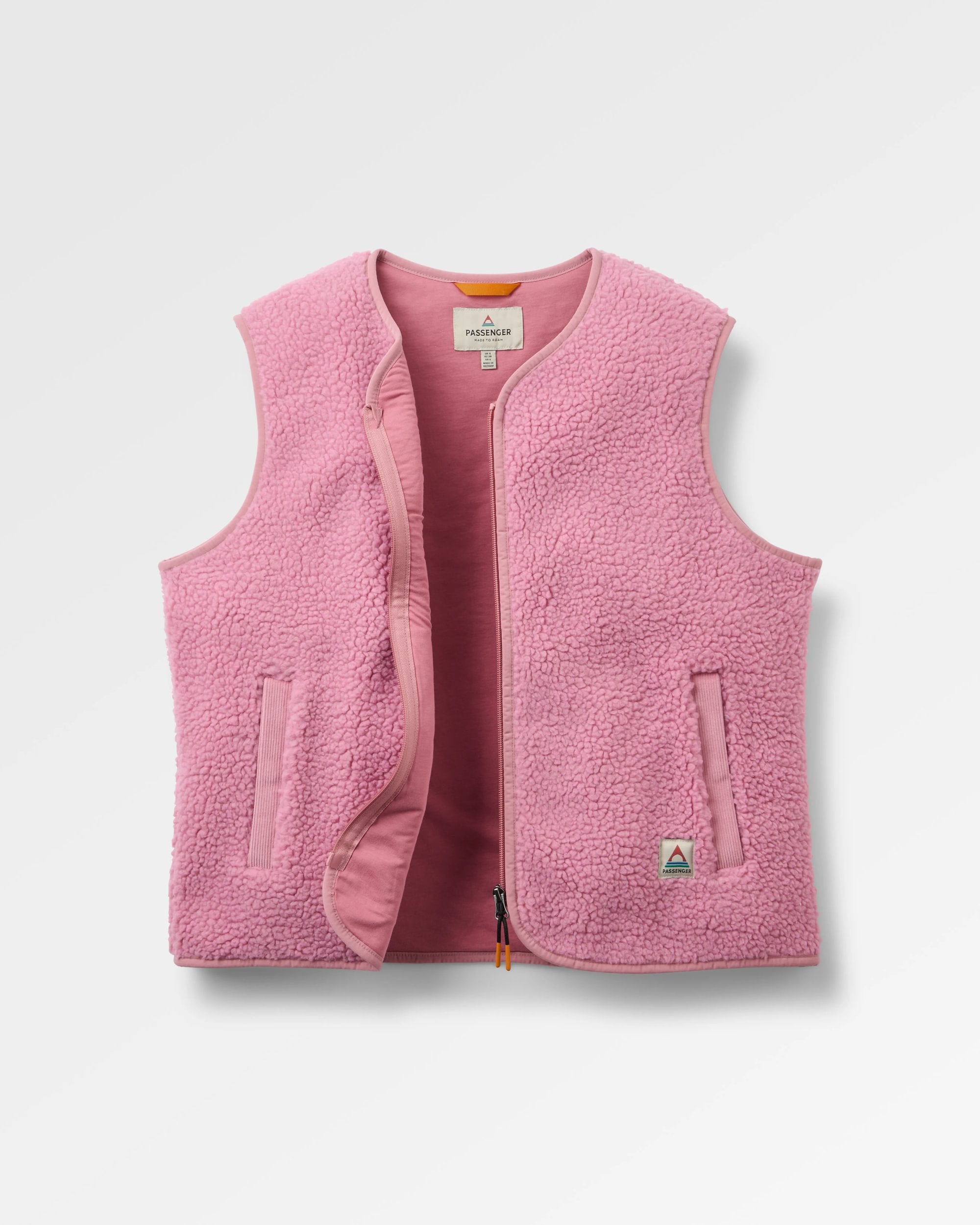 Tawny Collarless Deep-Pile Sherpa Gilet 2.0 - Pink Haze - Flatlay