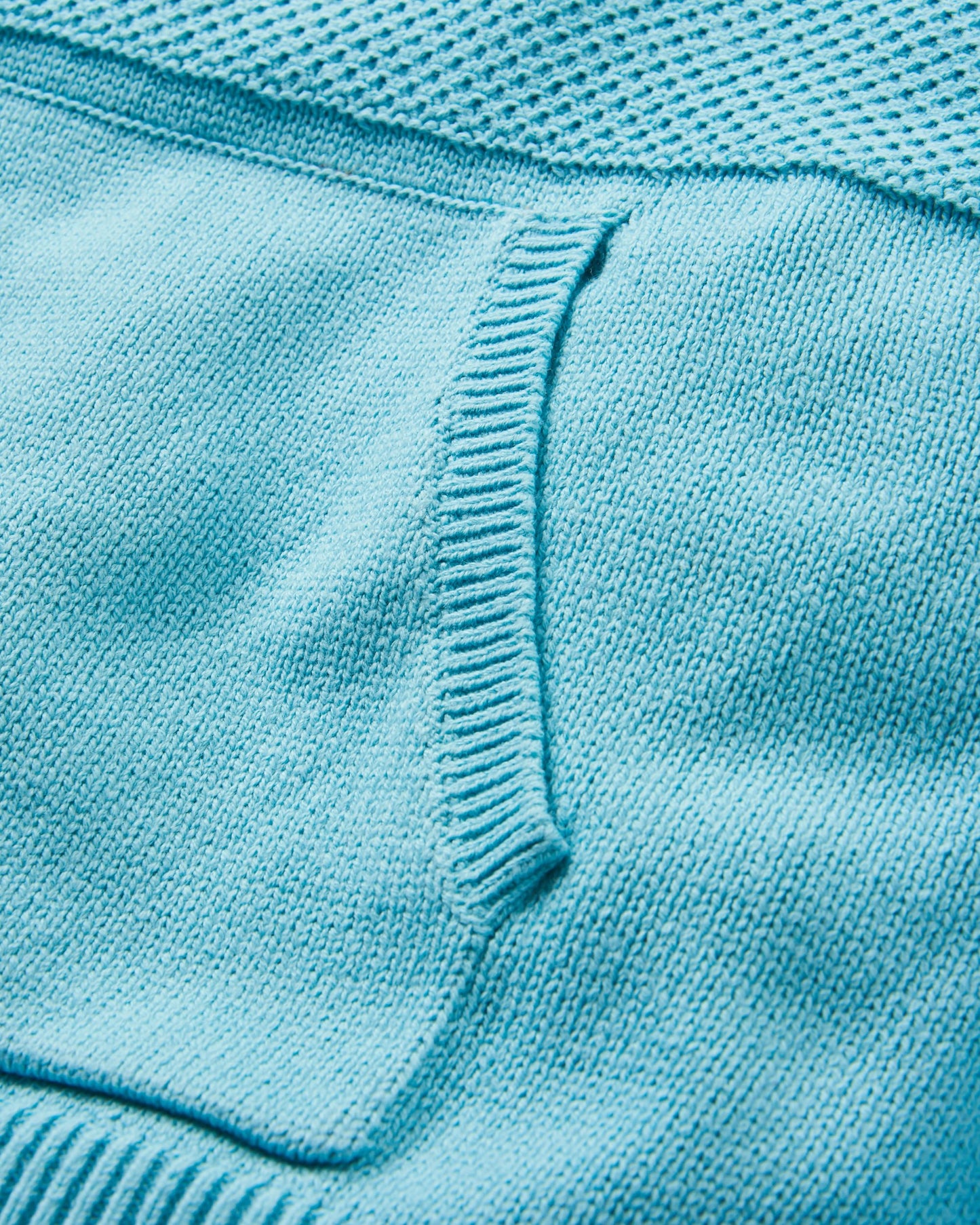 Cove Organic Cotton Knitted Hoodie - Retro Blue - Flatlay