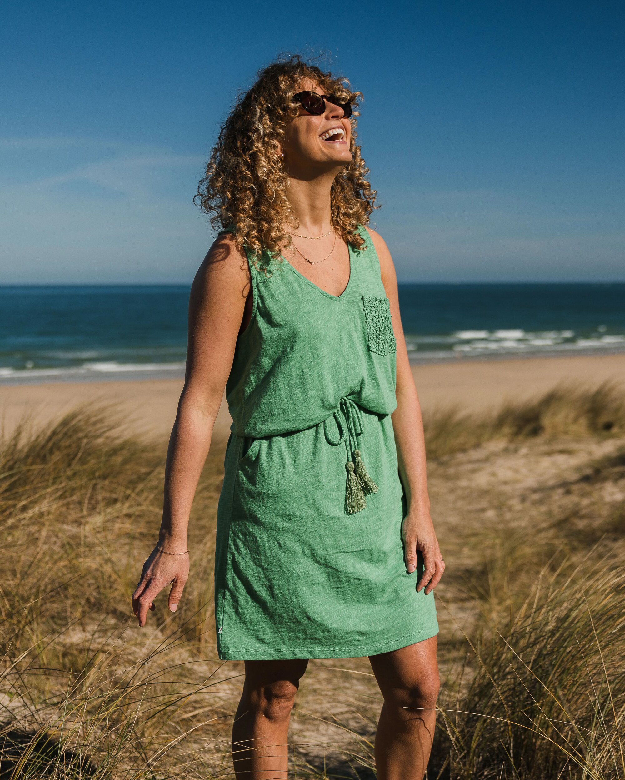Rivergate Recycled Cotton Dress - Green Spruce - Lifestyle
