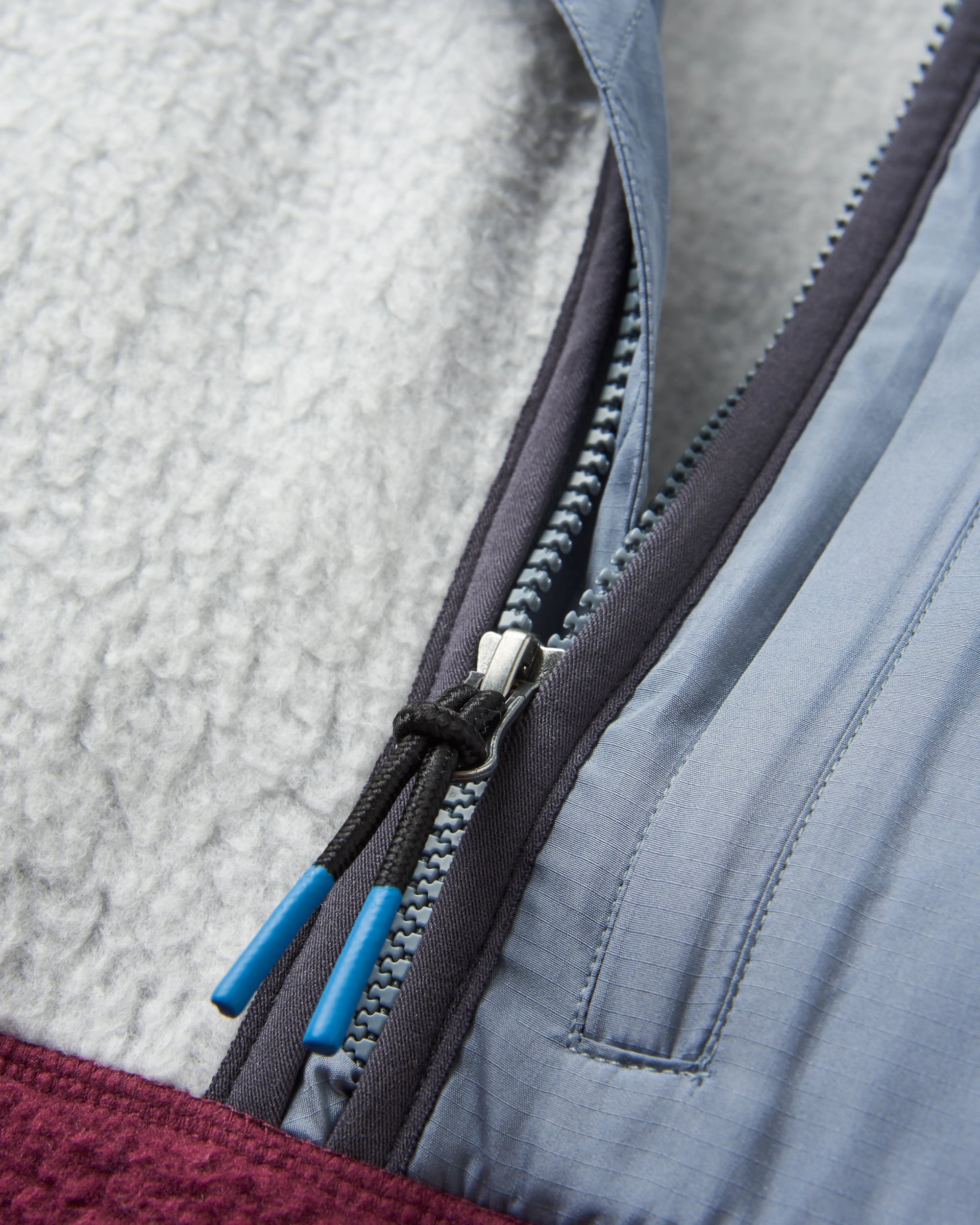 Offgrid 1/2 Zip Recycled Sherpa Fleece - Grey Marl/Fig - Flatlay