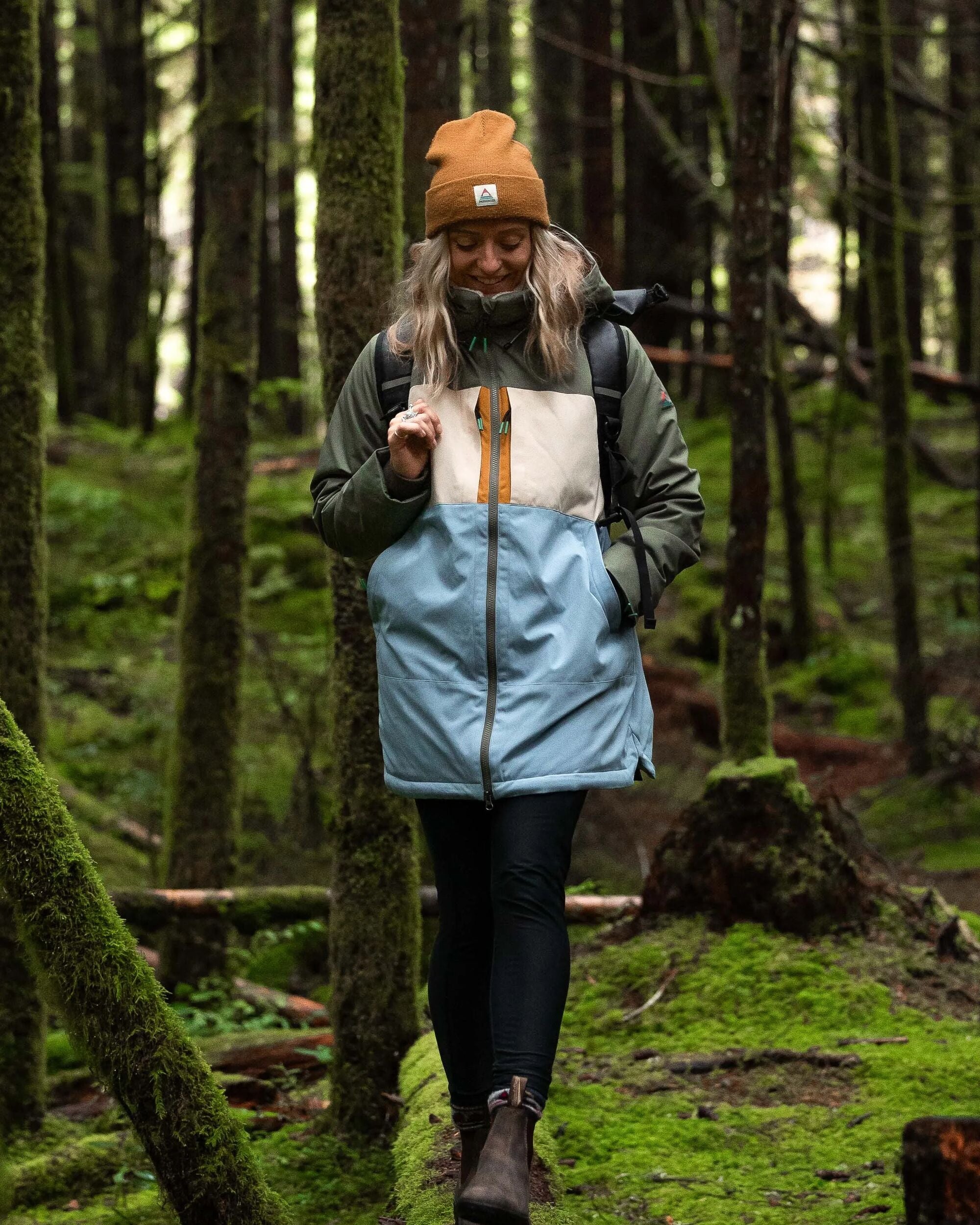 Lumi Colour Block Parka - Faded Denim - Lifestyle