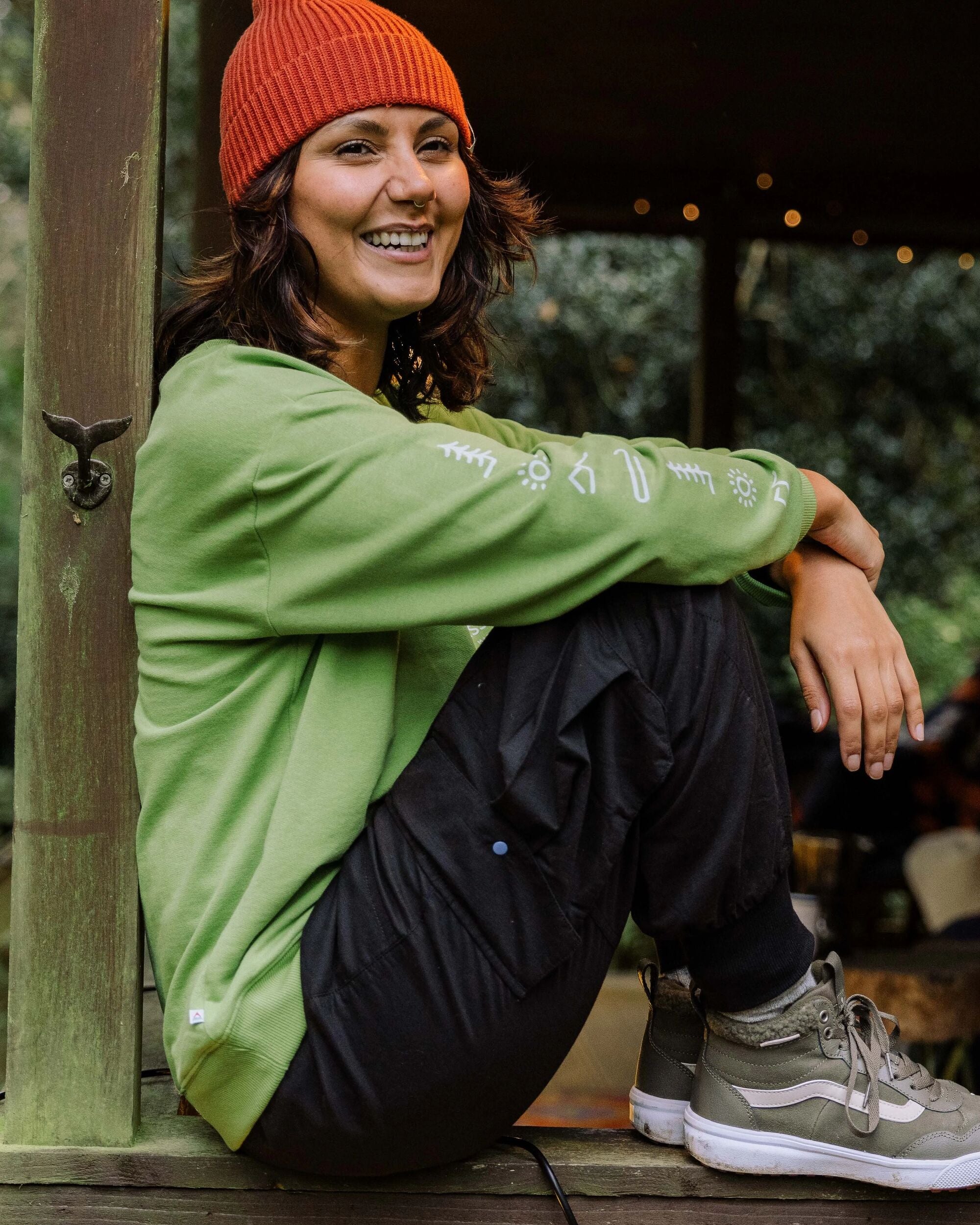 Phoenix Recycled Cotton Oversized Sweatshirt - Pear Green -