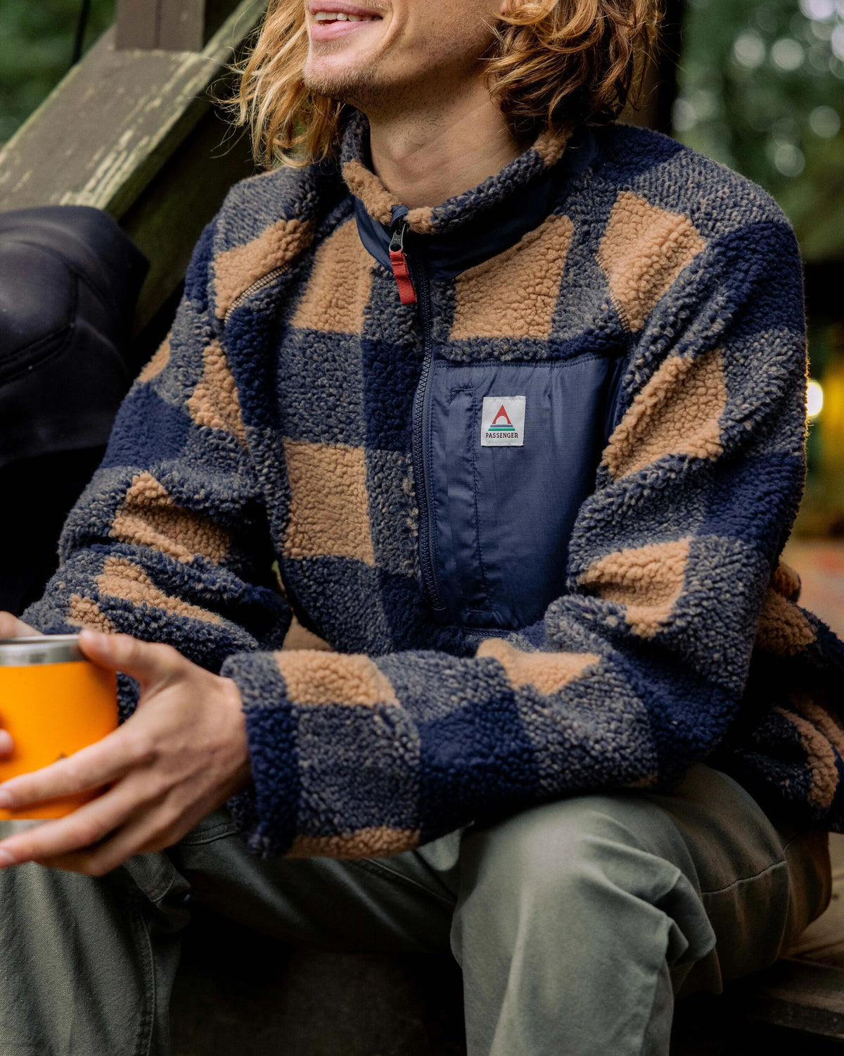 Offroad Sherpa 1/2 Zip Fleece - Toffee/Rich Navy Buffalo - Lifestyle