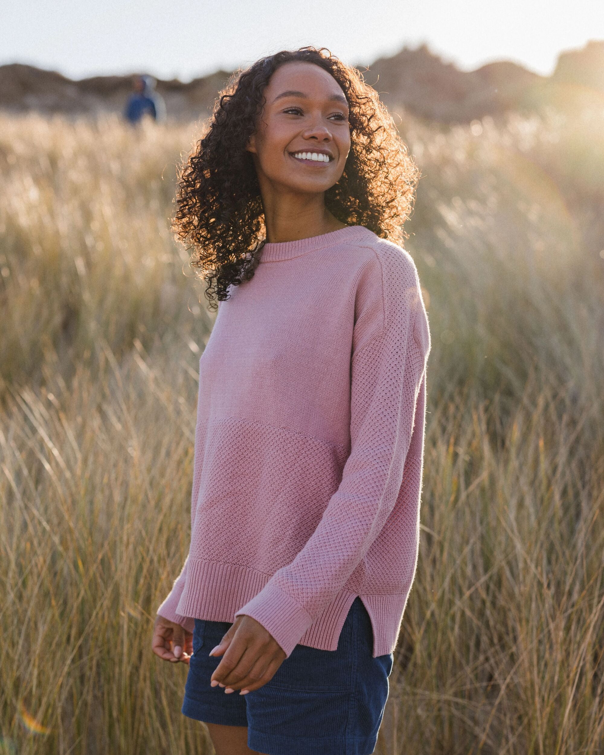 Cove Organic Cotton Knitted Jumper - Pink Haze - Lifestyle