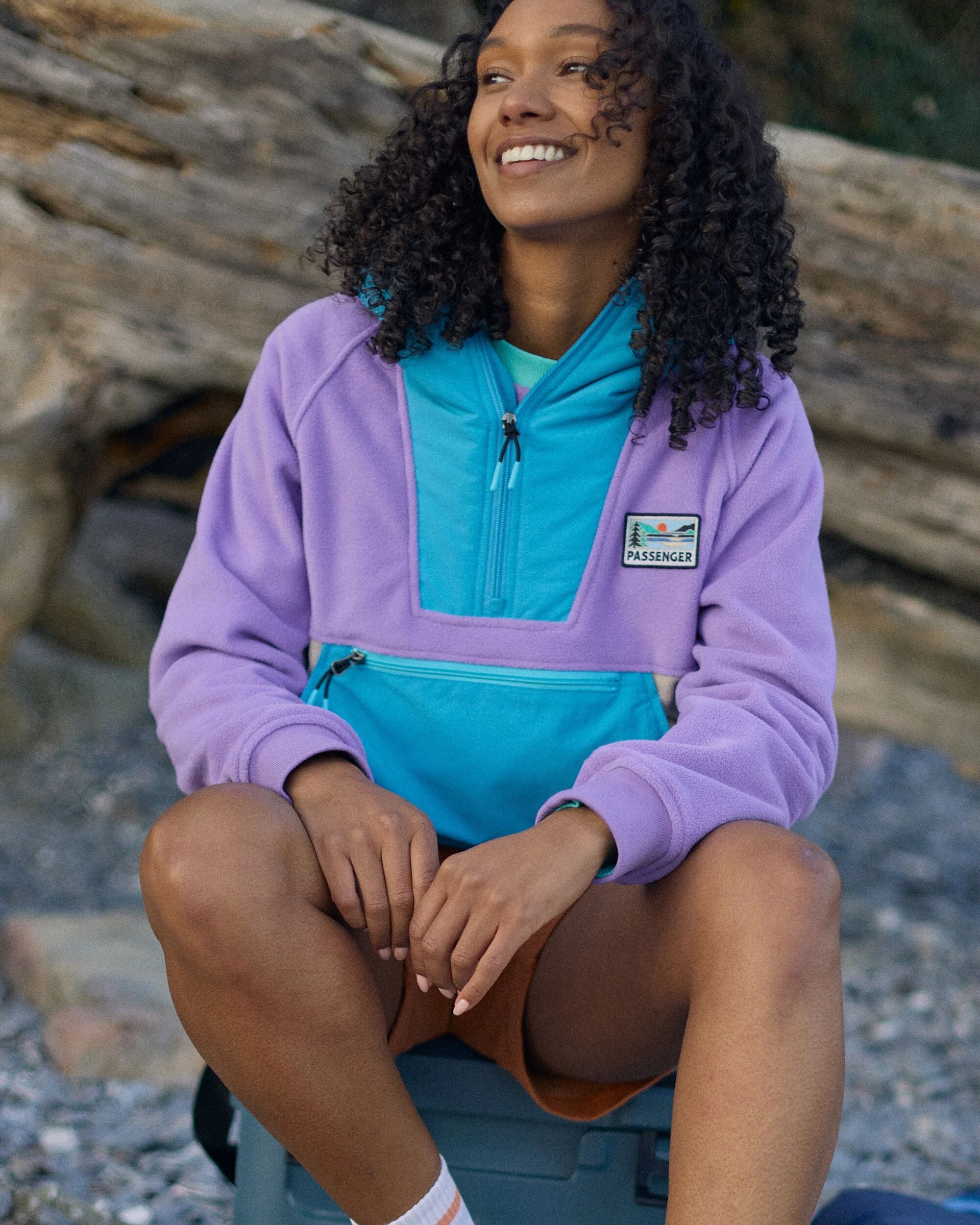 Alexander Recycled Hooded Polar Fleece - Retro Purple/Bluejay - Lifestyle