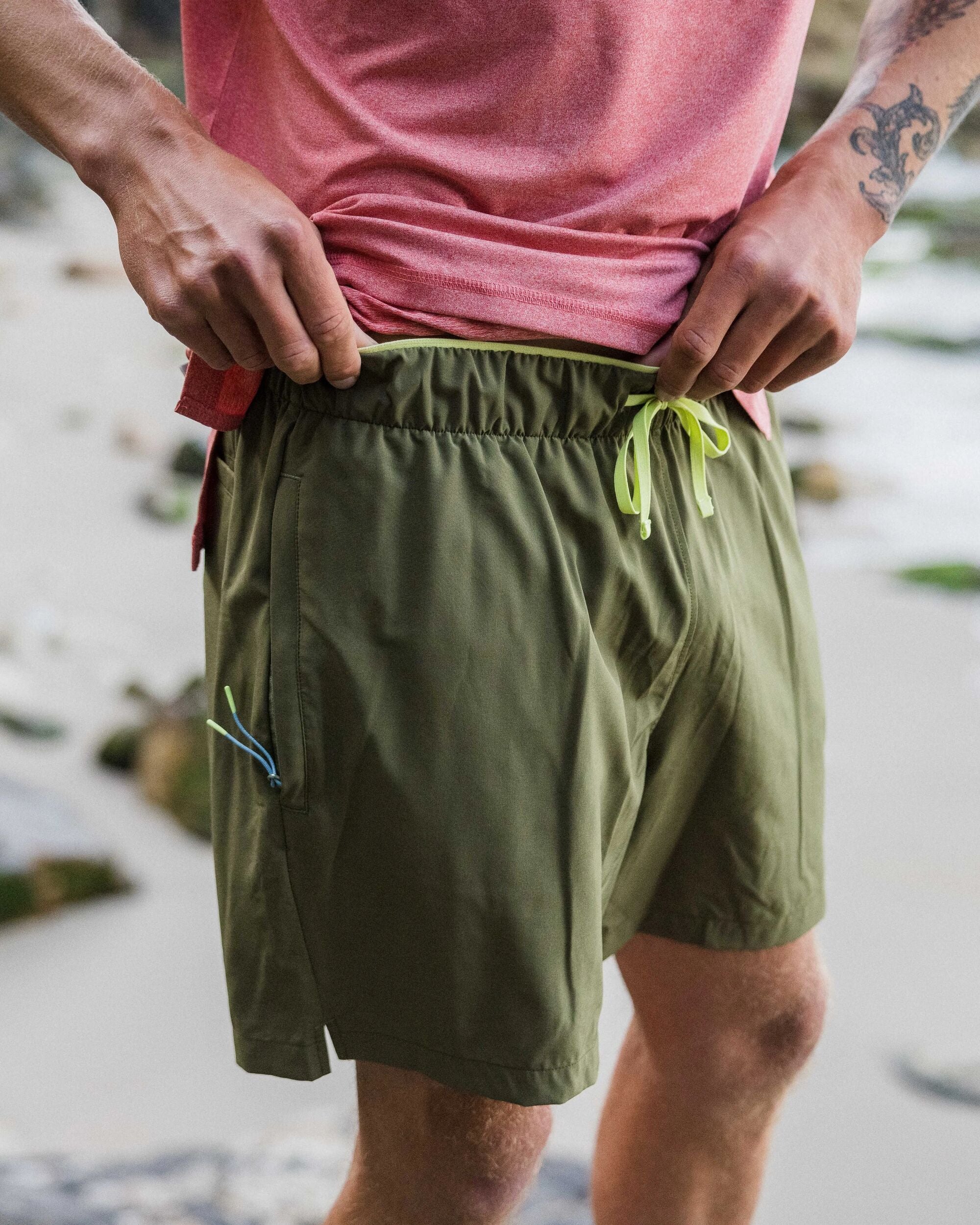 Sandune Recycled Trail Short - Khaki - Lifestyle