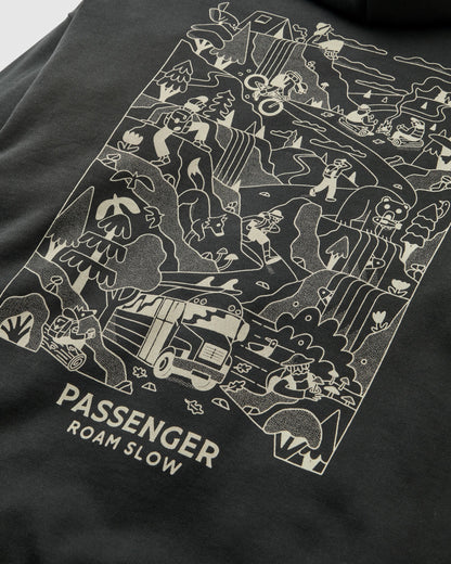 Roam Slow Men's Recycled Cotton Hoodie - Black - Flatlay