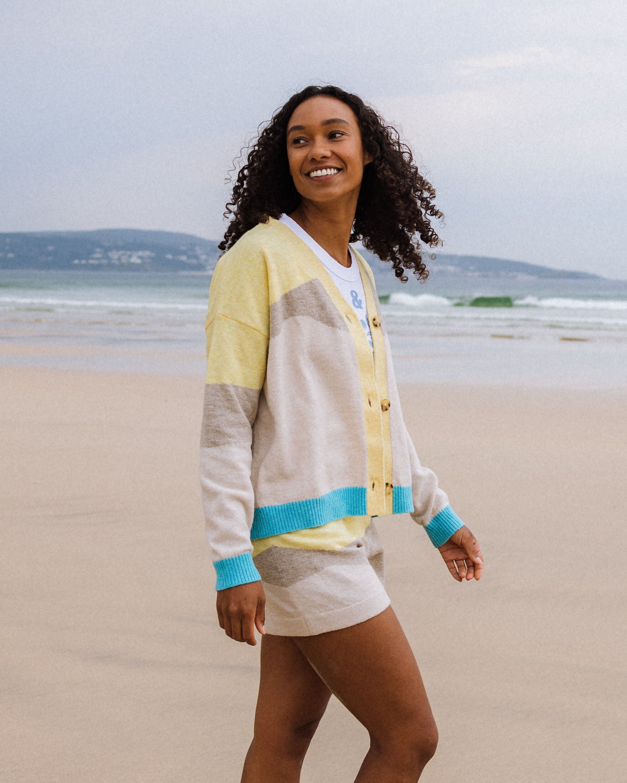 Scenic 'Light' Knitted Cardigan - Scenic Yellow - Lifestyle