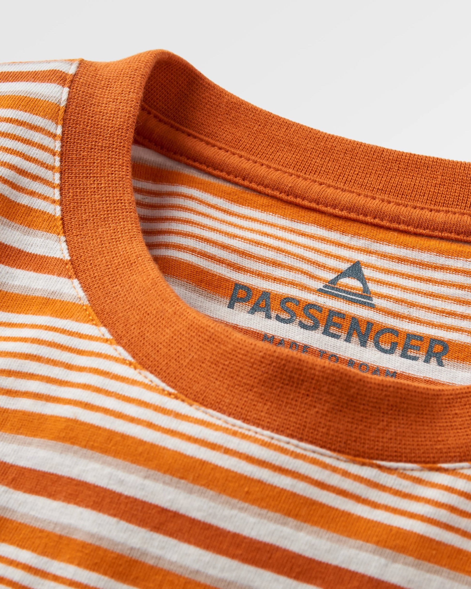 Retro Recycled Cotton Relaxed Fit T-Shirt - Sunrise Orange Stripe - Flatlay