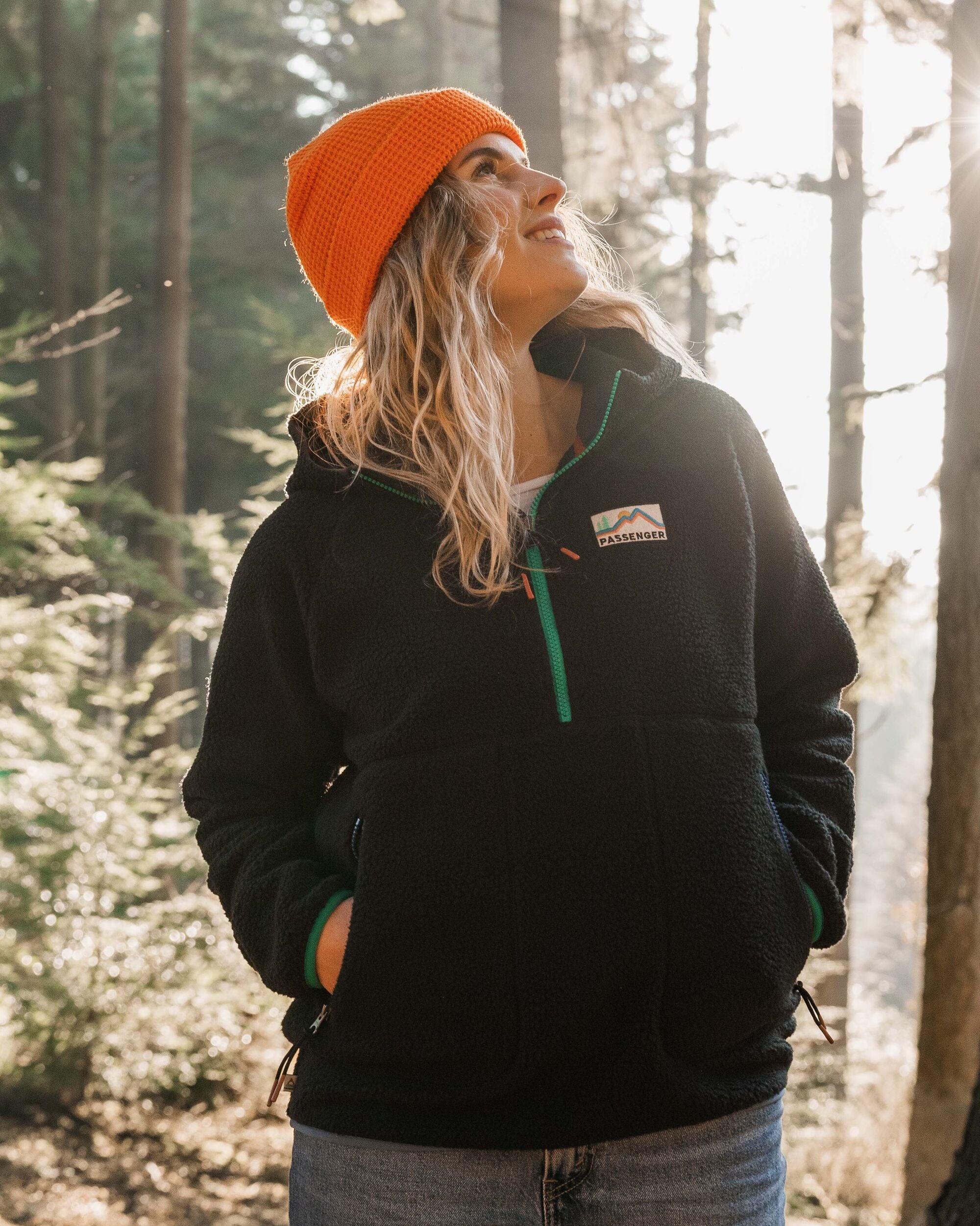 Maine 1/2 Zip Recycled Sherpa Fleece - Black - Lifestyle