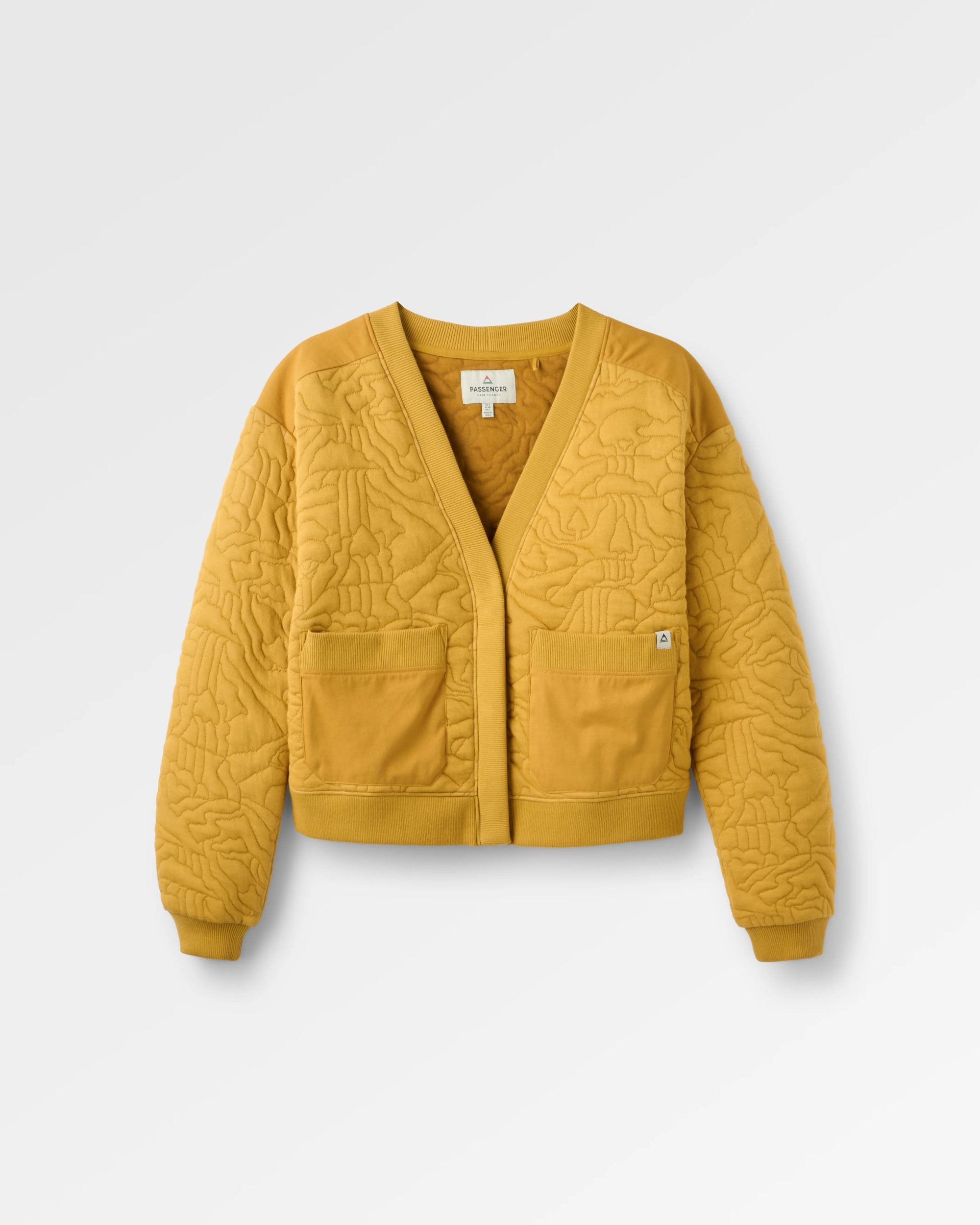 Seagrass Organic Cotton Quilted Cardigan - Dusty Ochre - Flatlay