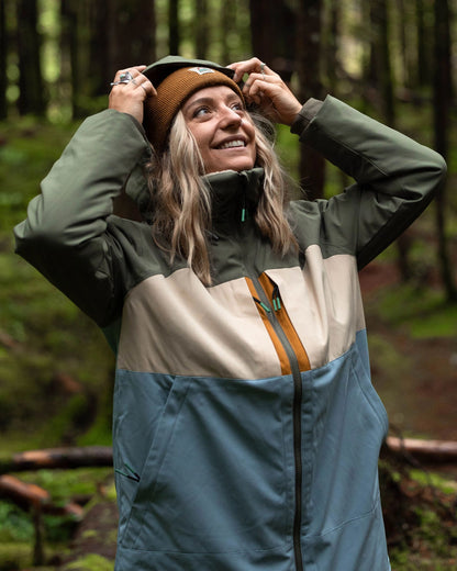 Lumi Colour Block Parka - Faded Denim - Lifestyle