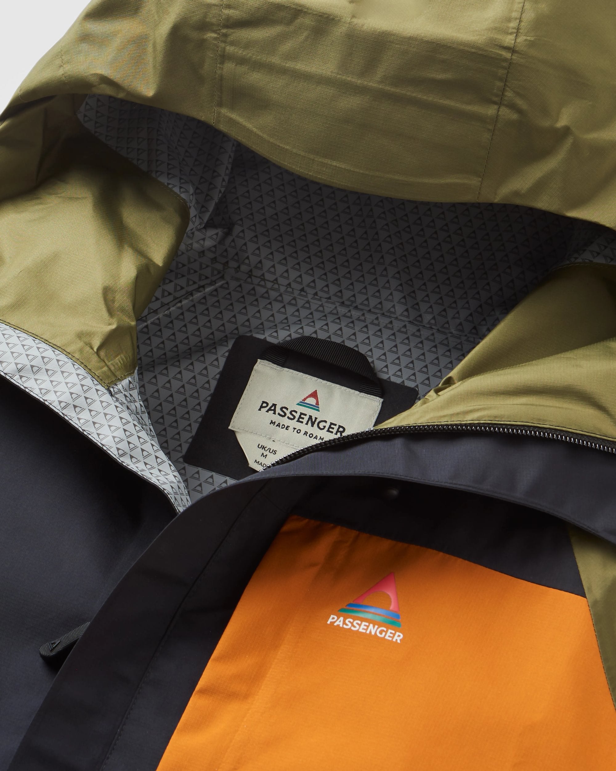 Trailscape Men's Recycled Waterproof Jacket - Black/Khaki - Flatlay