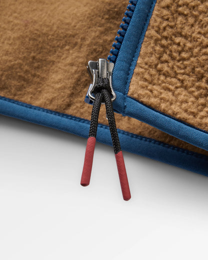Ventura Full Zip Sherpa Fleece - Caramel Brown - Flatlay