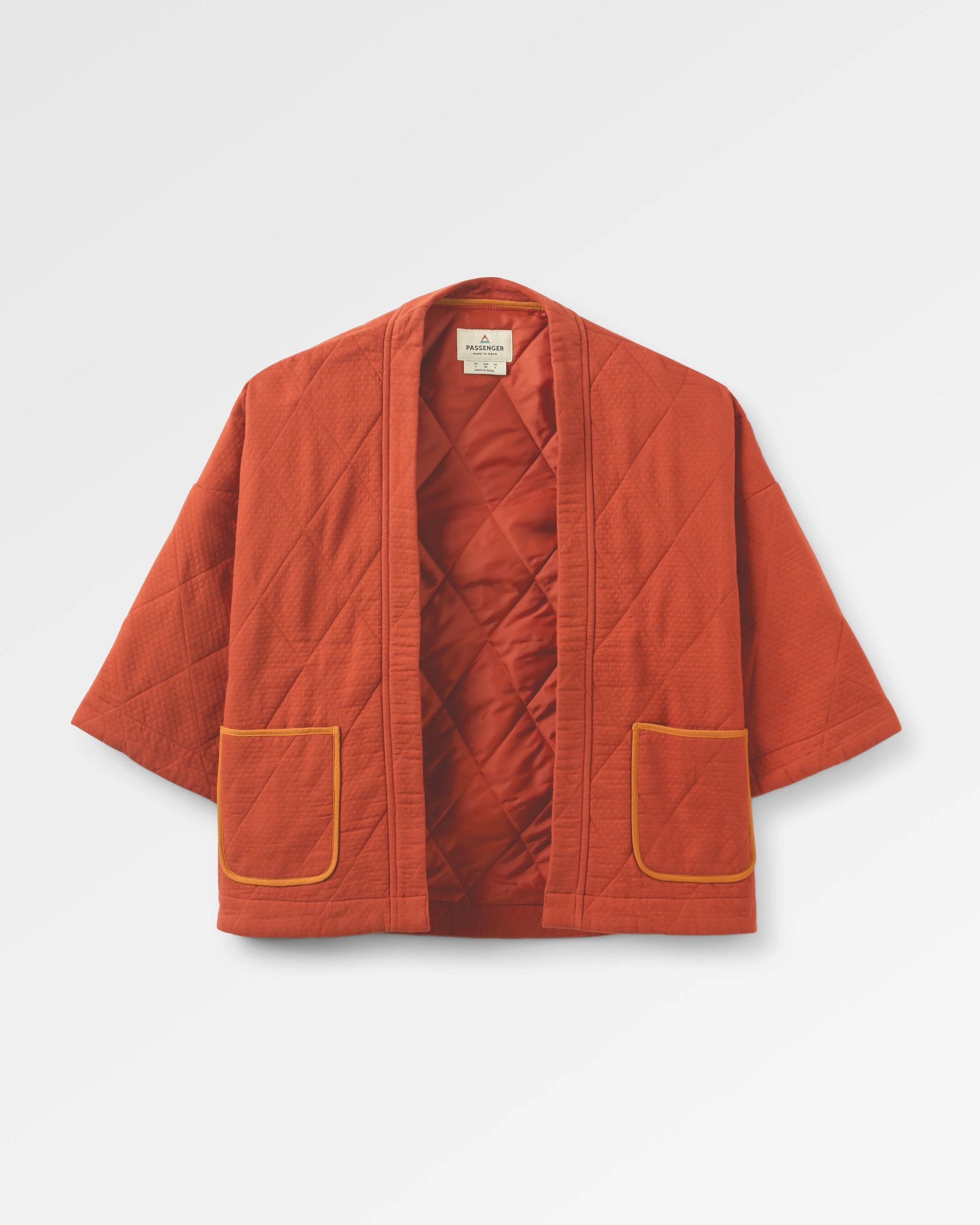 Mira Organic Cotton Quilted Overshirt - Red Ochre - Flatlay