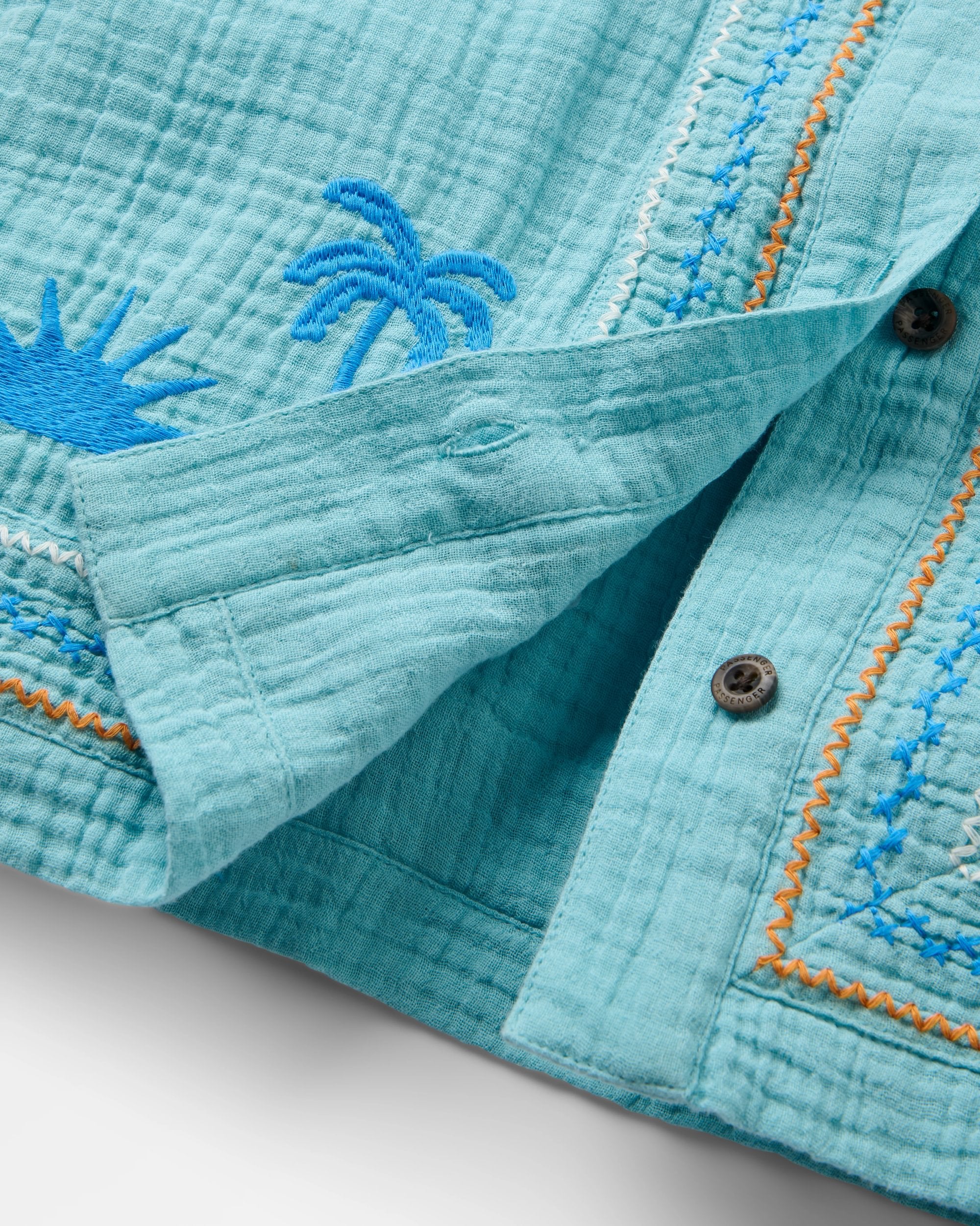 Waveney Short Sleeve Shirt - Retro Blue  - Flatlay