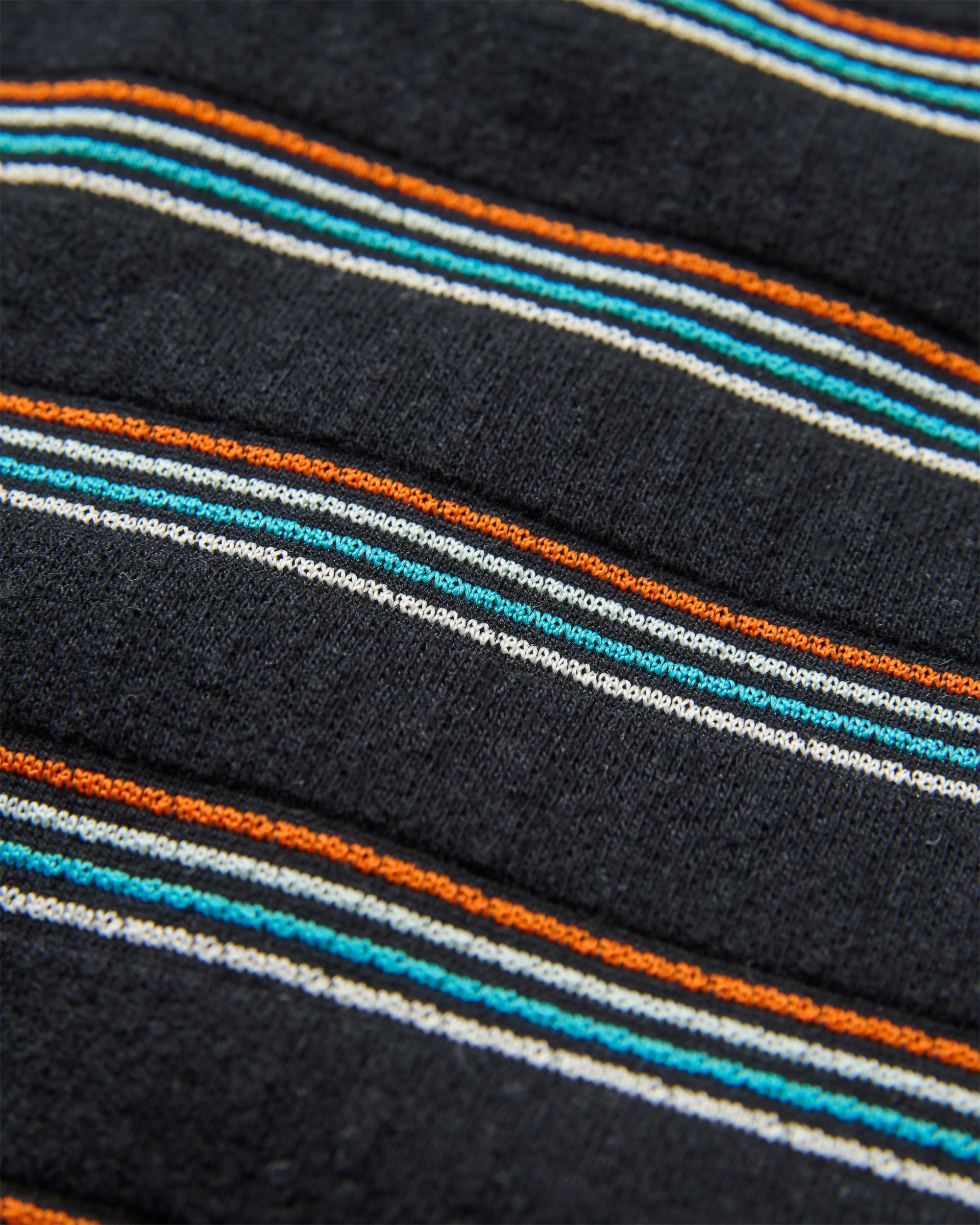 Retro Vibes Organic Cotton T-Shirt - Black Multi Stripe - Flatlay