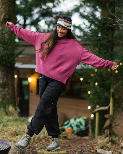 Hideout Oversized Recycled Knitted Jumper - Rhubarb - Lifestyle