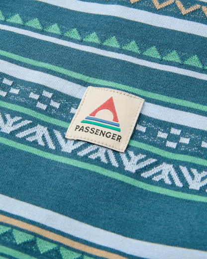 Mellower Jacquard Relaxed Fit T-shirt - Geo Stripe Mediterranean - Flatlay