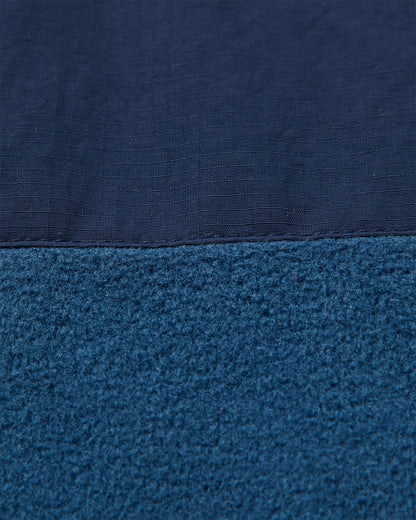 Woodland Hoodless 1/2 Zip Recycled Polartec® Fleece - Rich Navy/Dark Denim - Flatlay