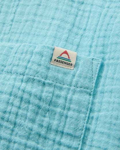Waveney Short Sleeve Shirt - Retro Blue  - Flatlay