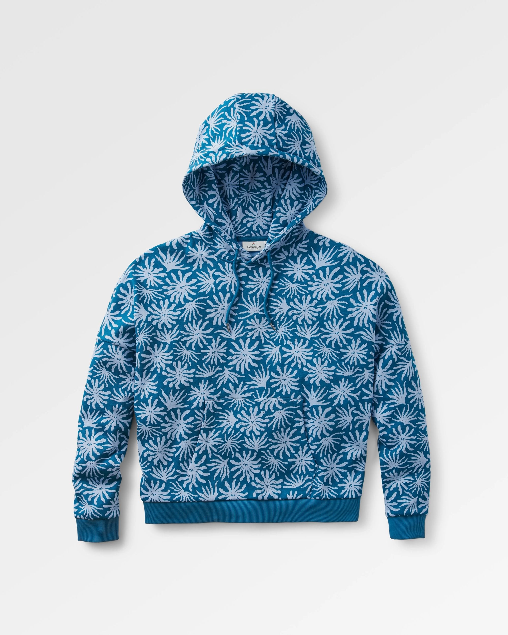 Arame Organic Cotton Hoodie - Seaweed Blue Steel - Flatlay