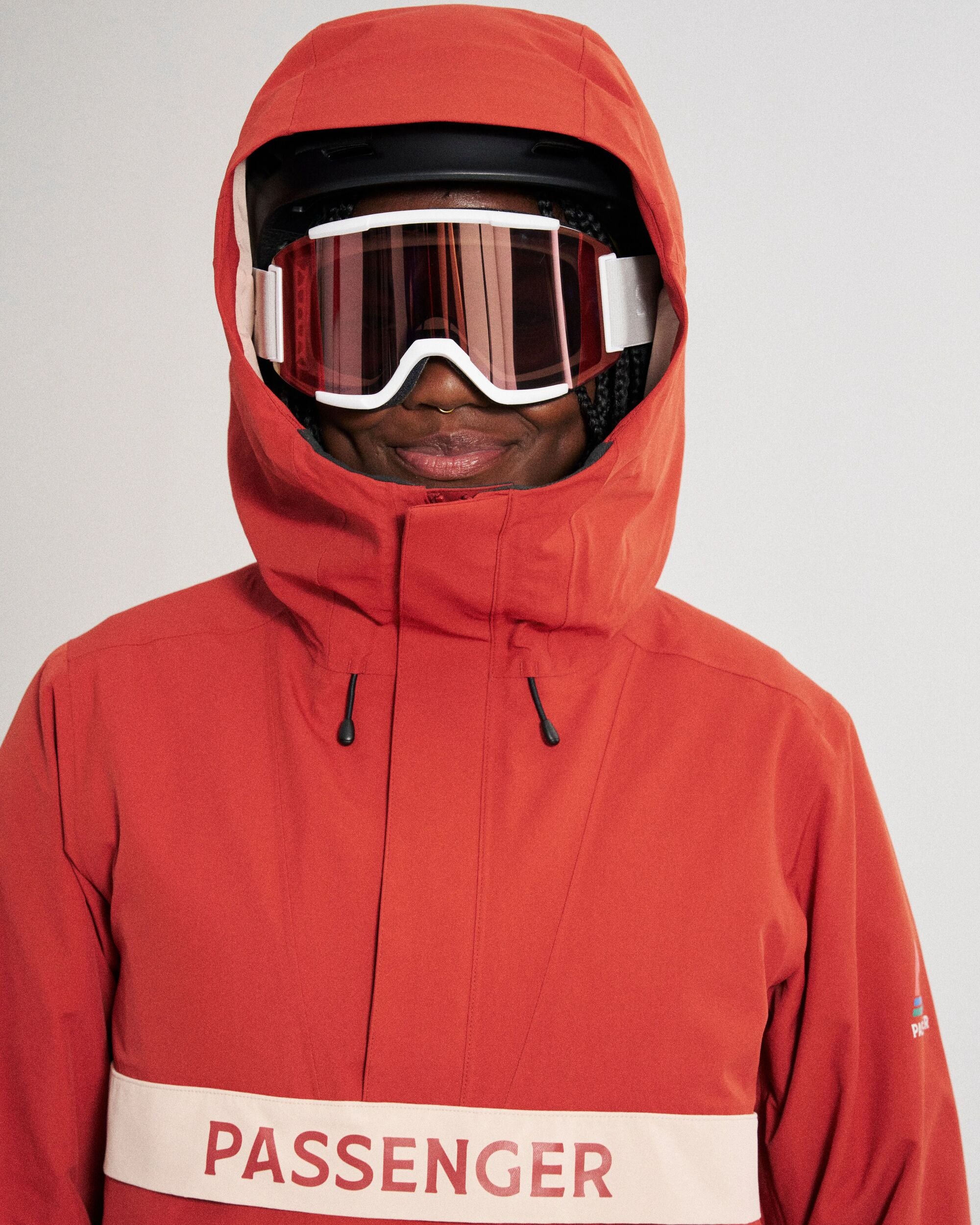 Snowscape Women's Recycled Anorak - Red Ochre - Studio Model