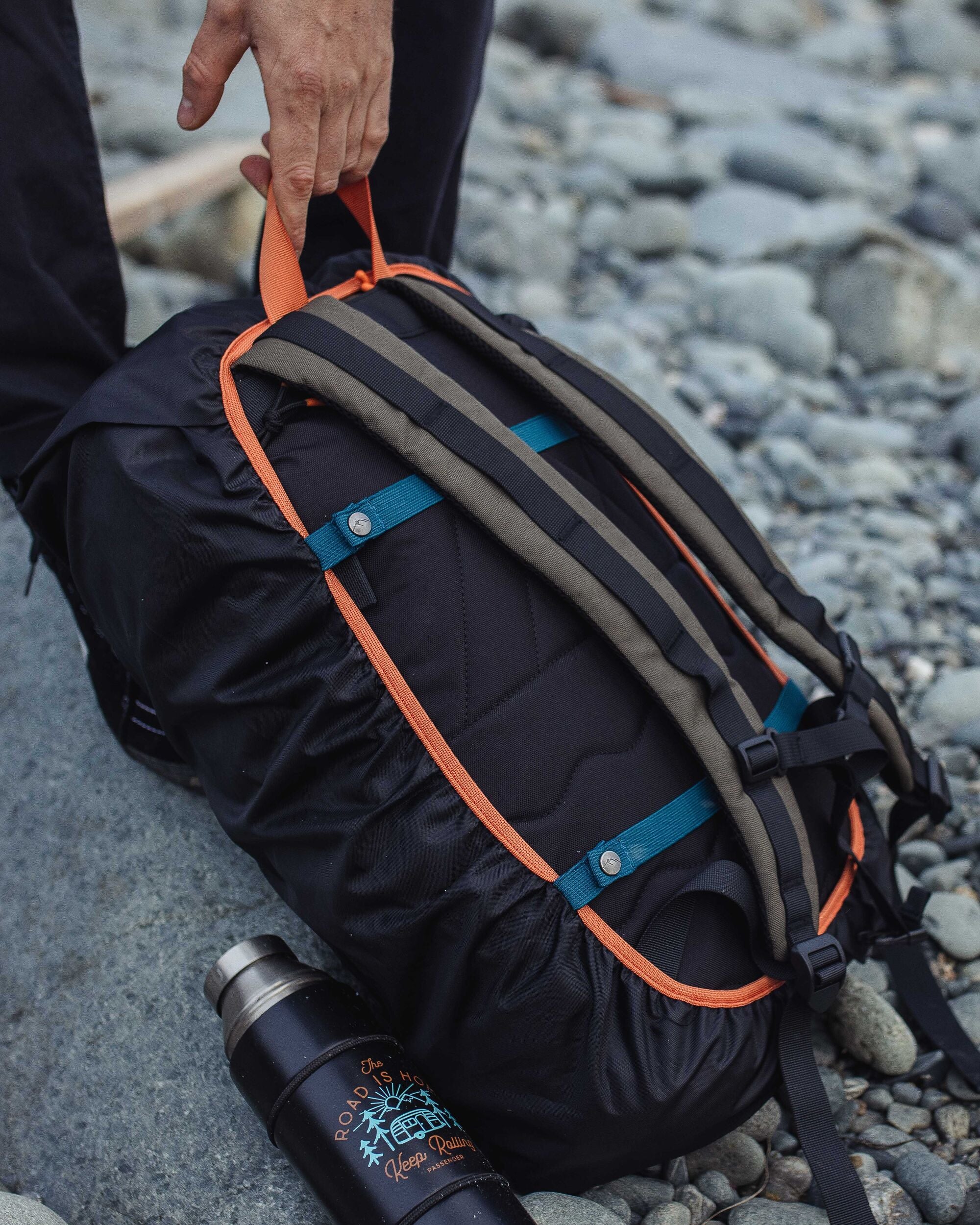 Recycled Waterproof Backpack Cover (18-35L) - Black - Lifestyle