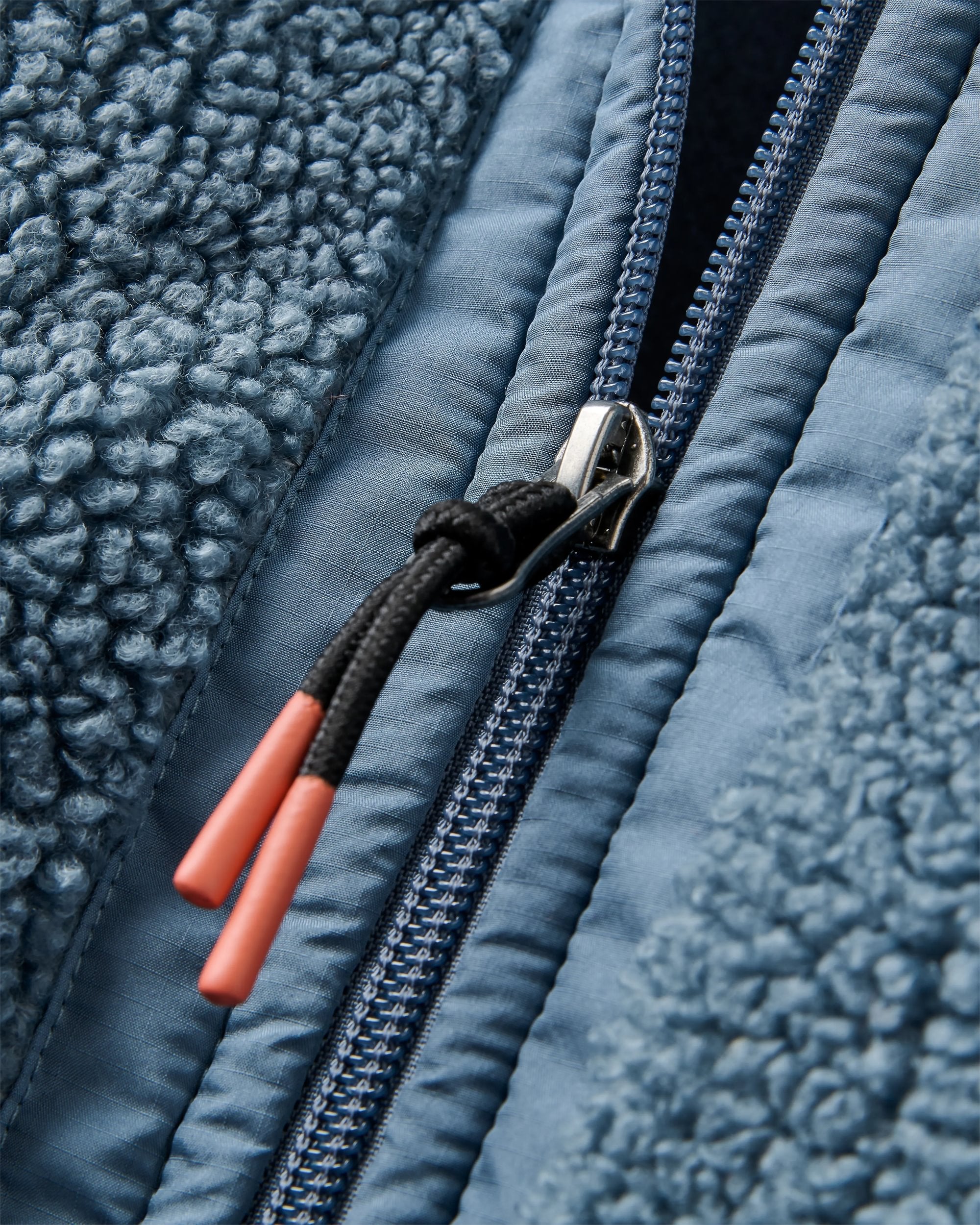 Lucia Recycled Sherpa Fleece - Stormy Blue  - Flatlay