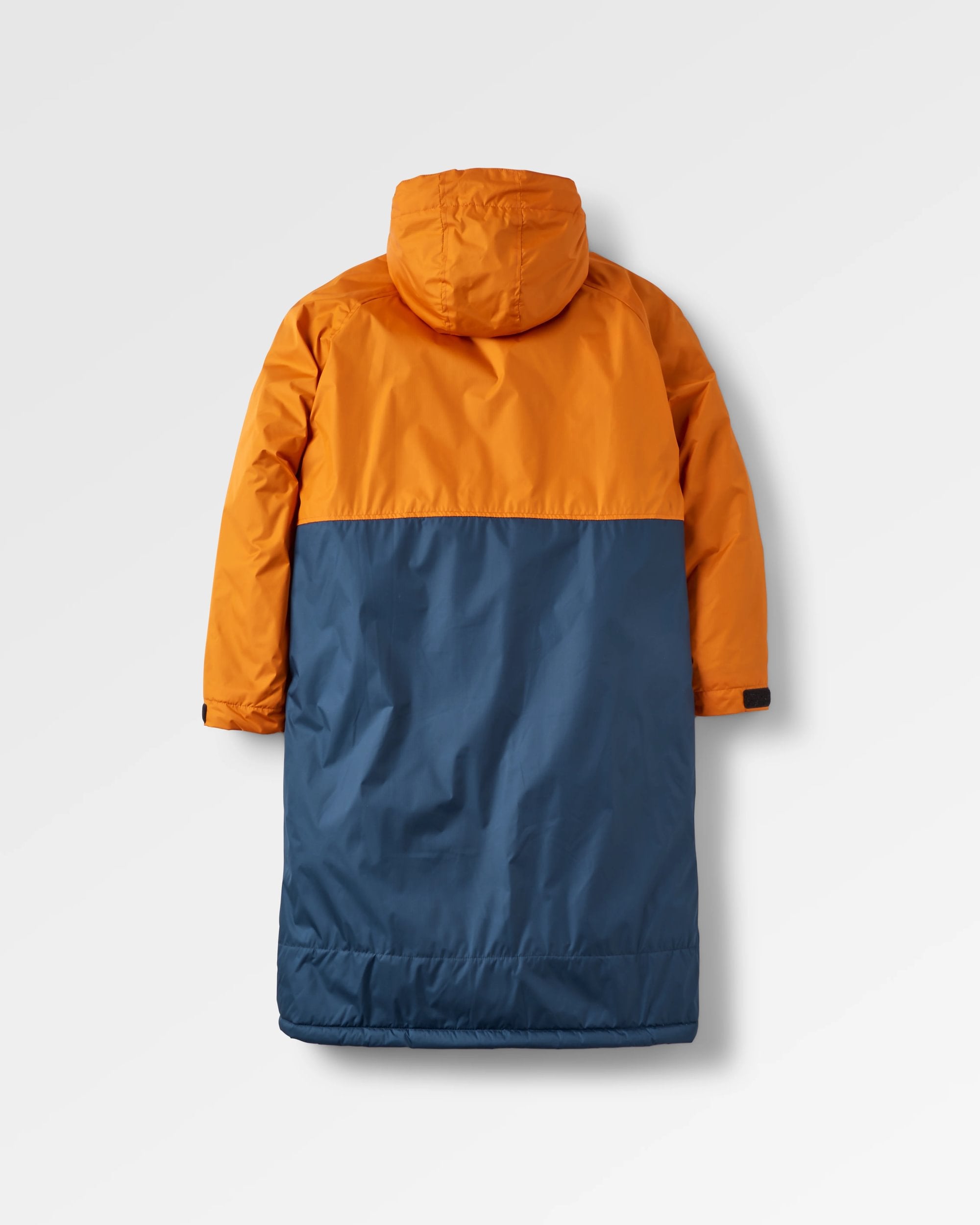Waves Recycled Sherpa Lined Changing Robe - Sunrise Orange/Rich Navy - Flatlay