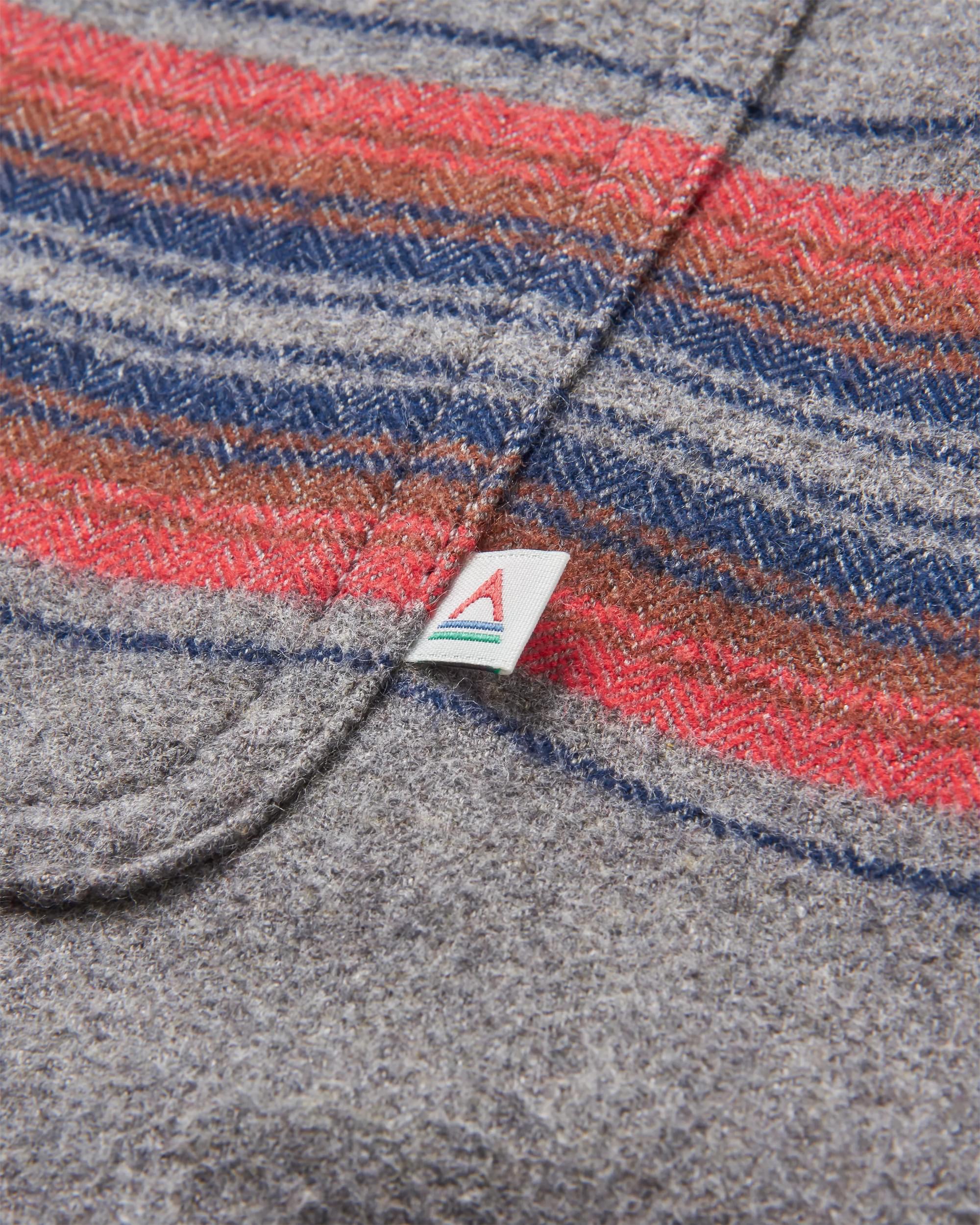 Freestyle Sherpa-Lined Overshirt - Grey Marl Stripe - Flatlay