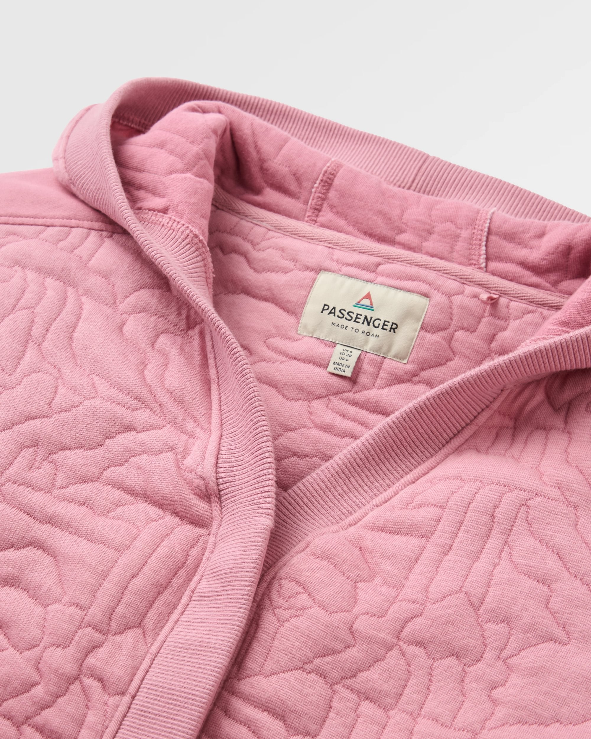 Seagrass Organic Cotton Quilted Hoodie - Pink Haze - Flatlay