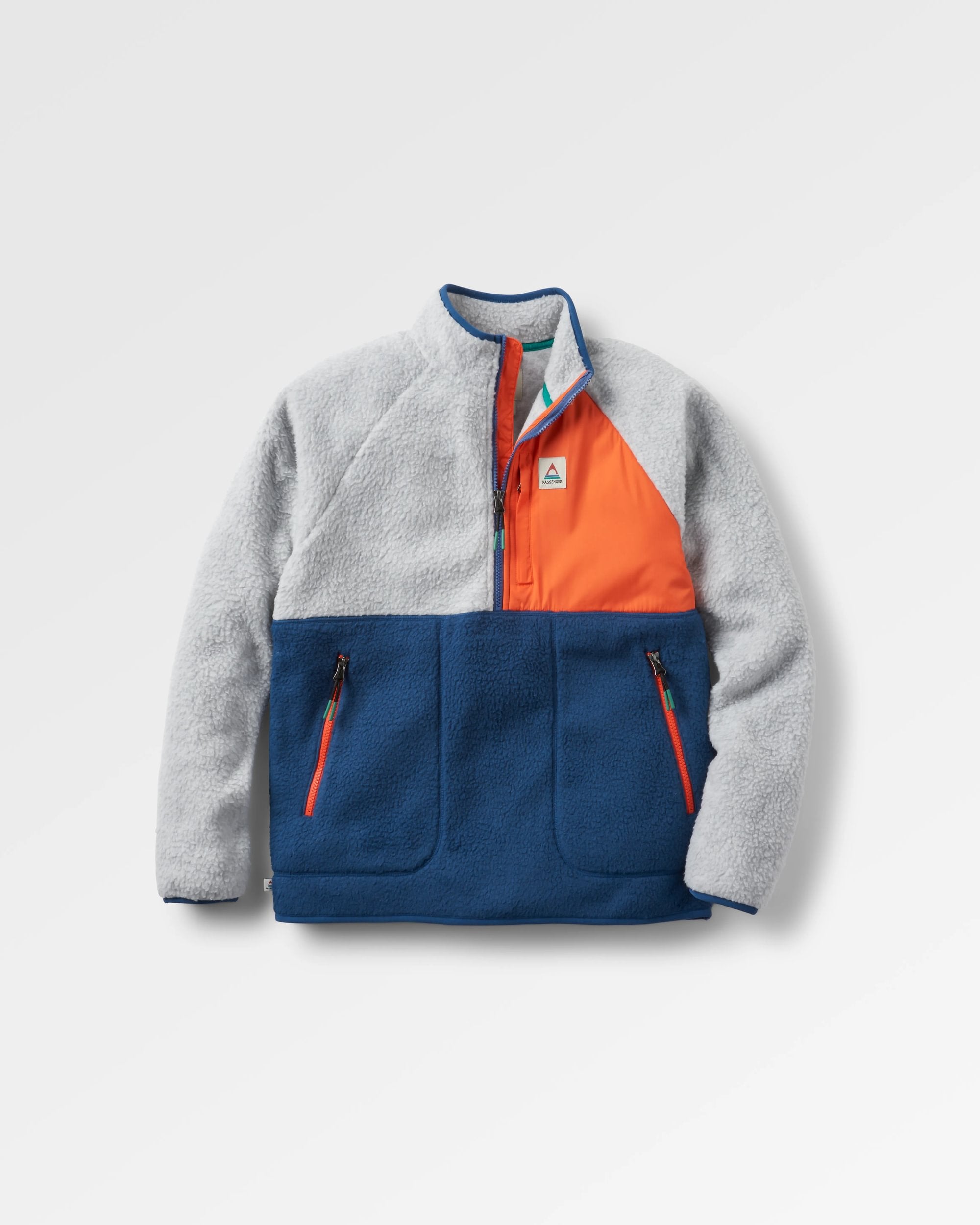 Home Recycled Sherpa Fleece - Grey Marl/Dark Denim - Flatlay