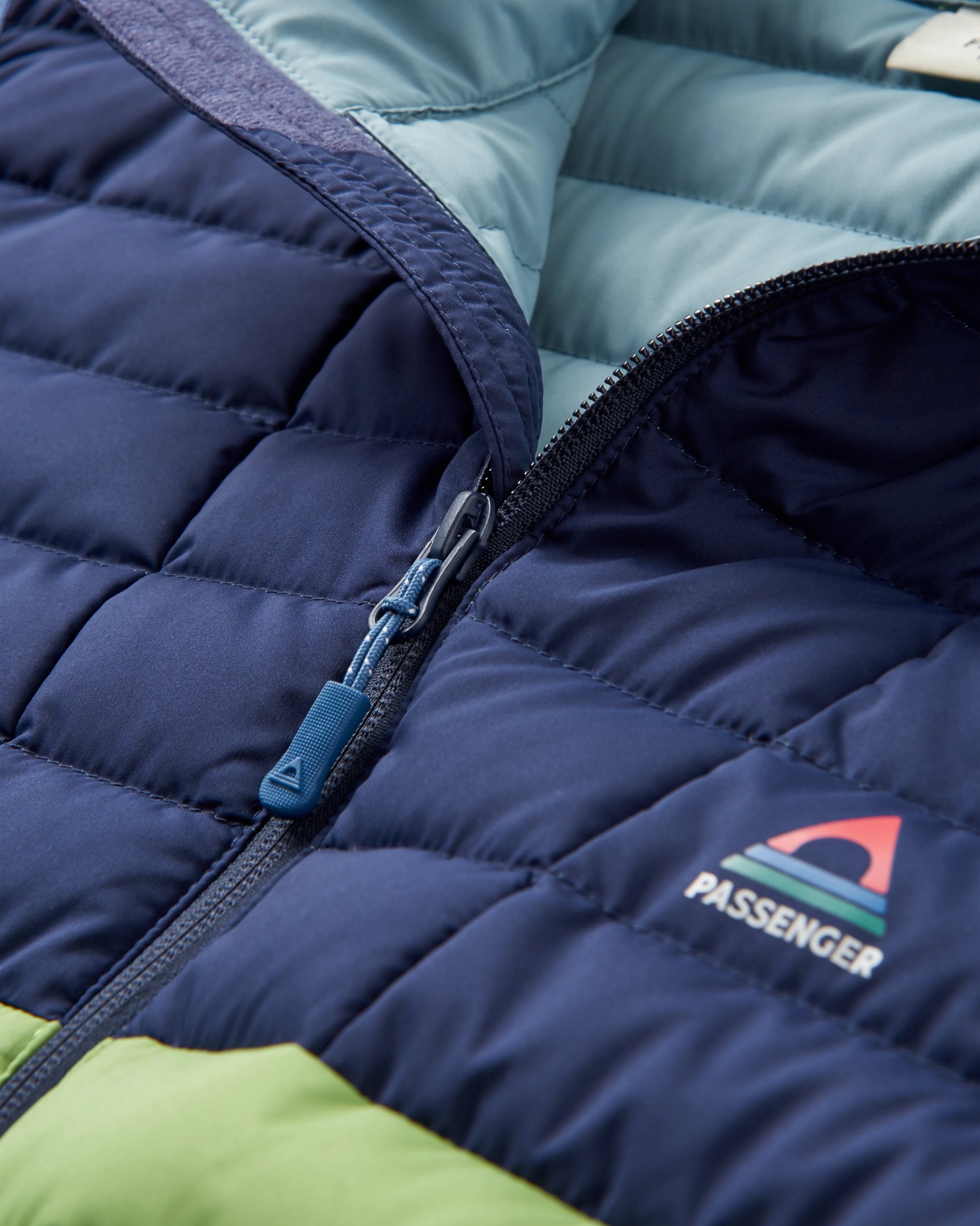 Ashland Down Recycled Gilet - Rich Navy/Pear Green - Flatlay