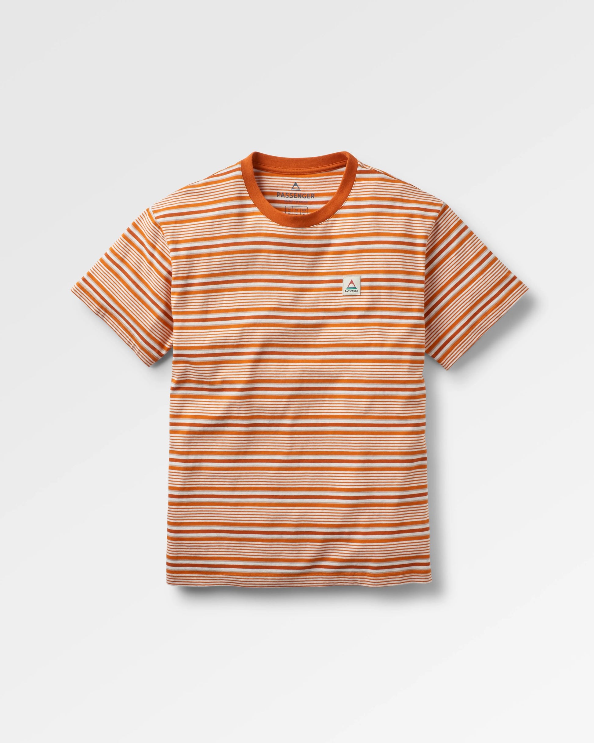 Retro Recycled Cotton Relaxed Fit T-Shirt - Sunrise Orange Stripe - Flatlay