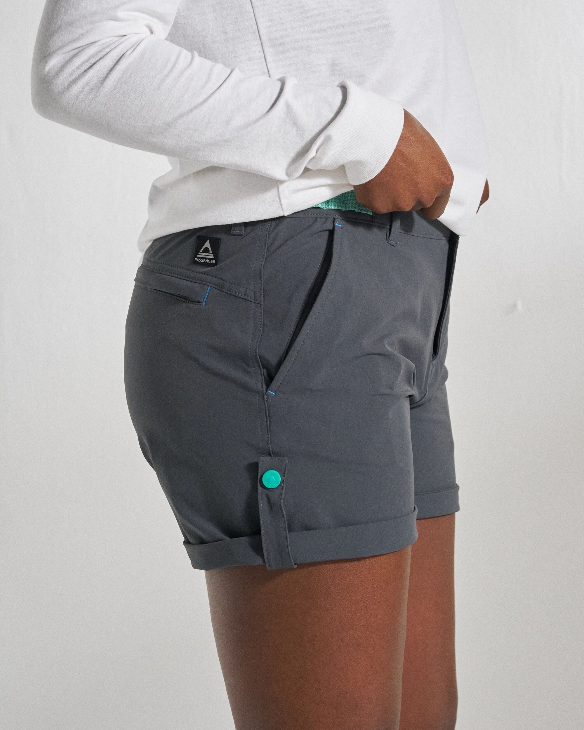 365 Trail Roll Up Short - Charcoal - Studio Model