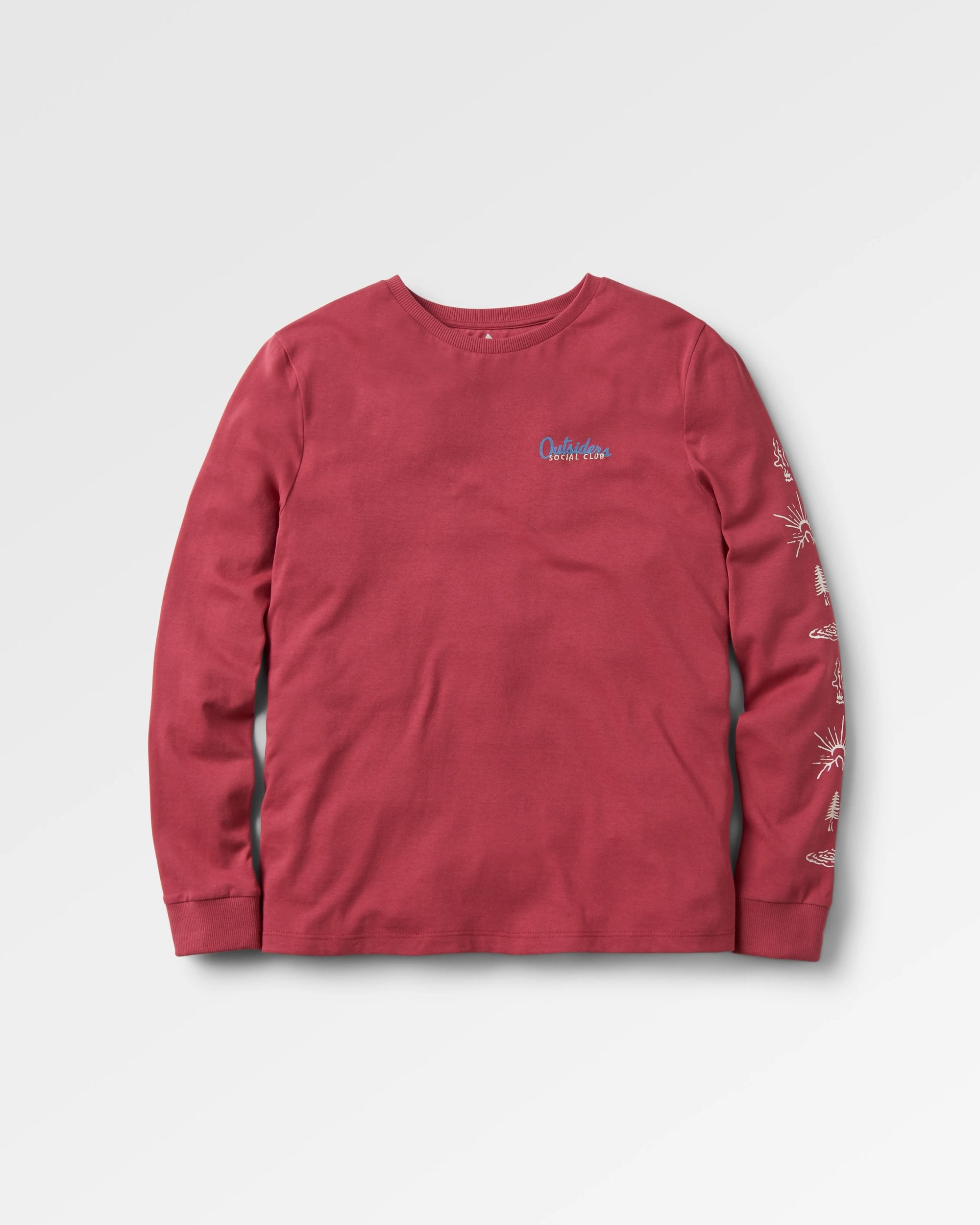 Dawn Recycled Cotton LS T-Shirt - Earth Red - Flatlay