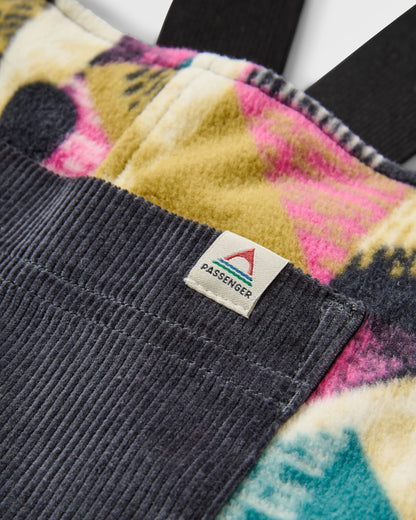 Ace Recycled Polar Fleece Dungarees - Mosaic Mountain Charcoal - Flatlay