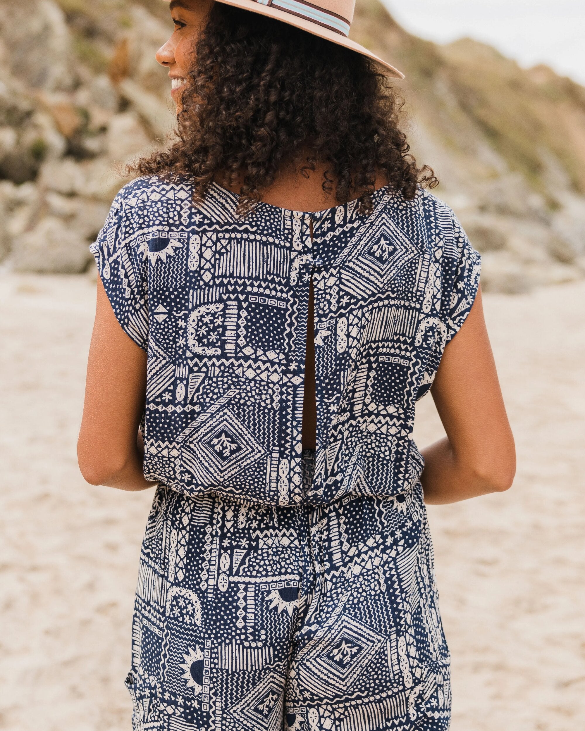 Thimbleberry Jumpsuit - Vintage Patchwork Navy - Lifestyle