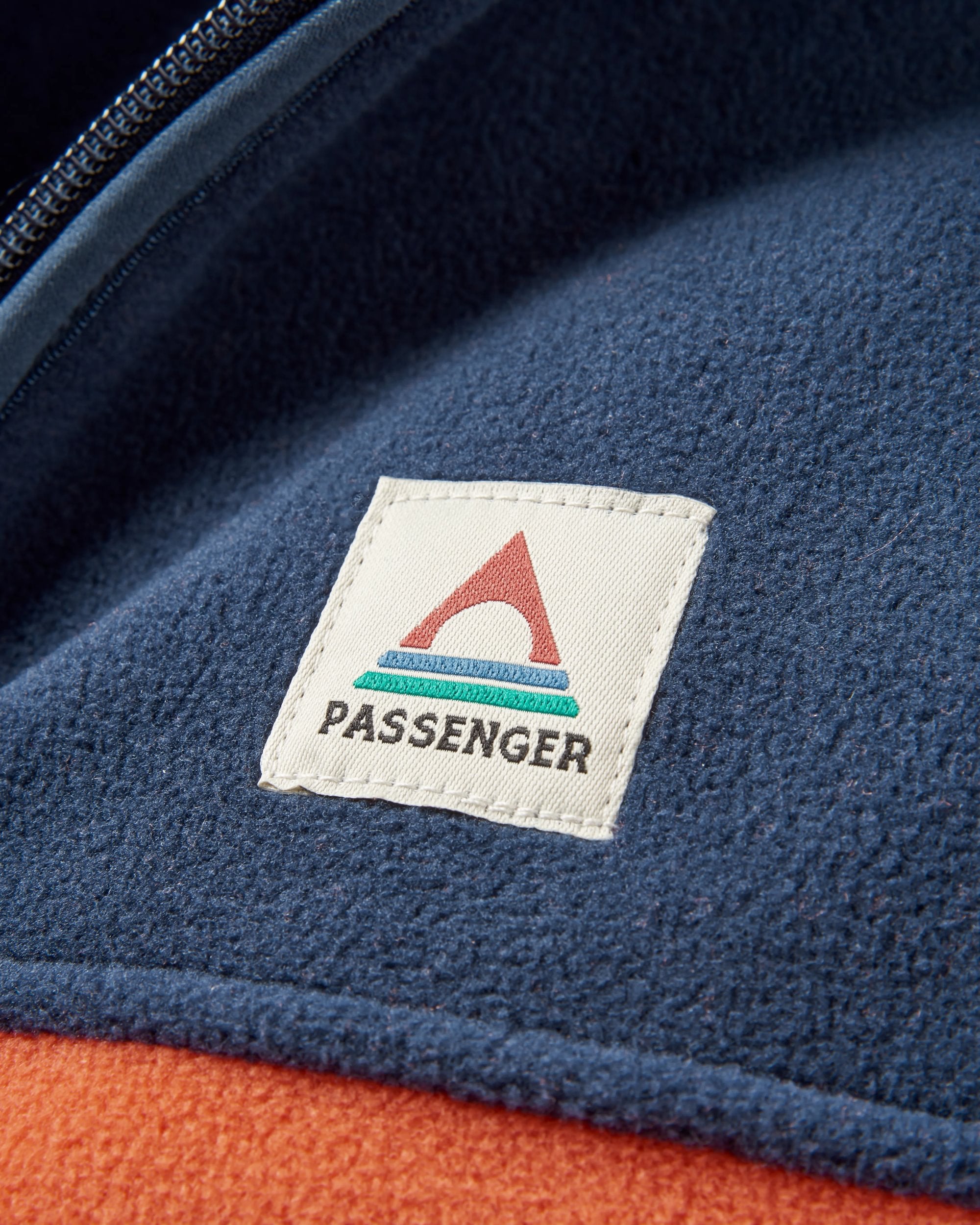 Ridge 2.0 Full Zip Recycled Polar Fleece - Rich Navy/ Burnt Orange - Flatlay