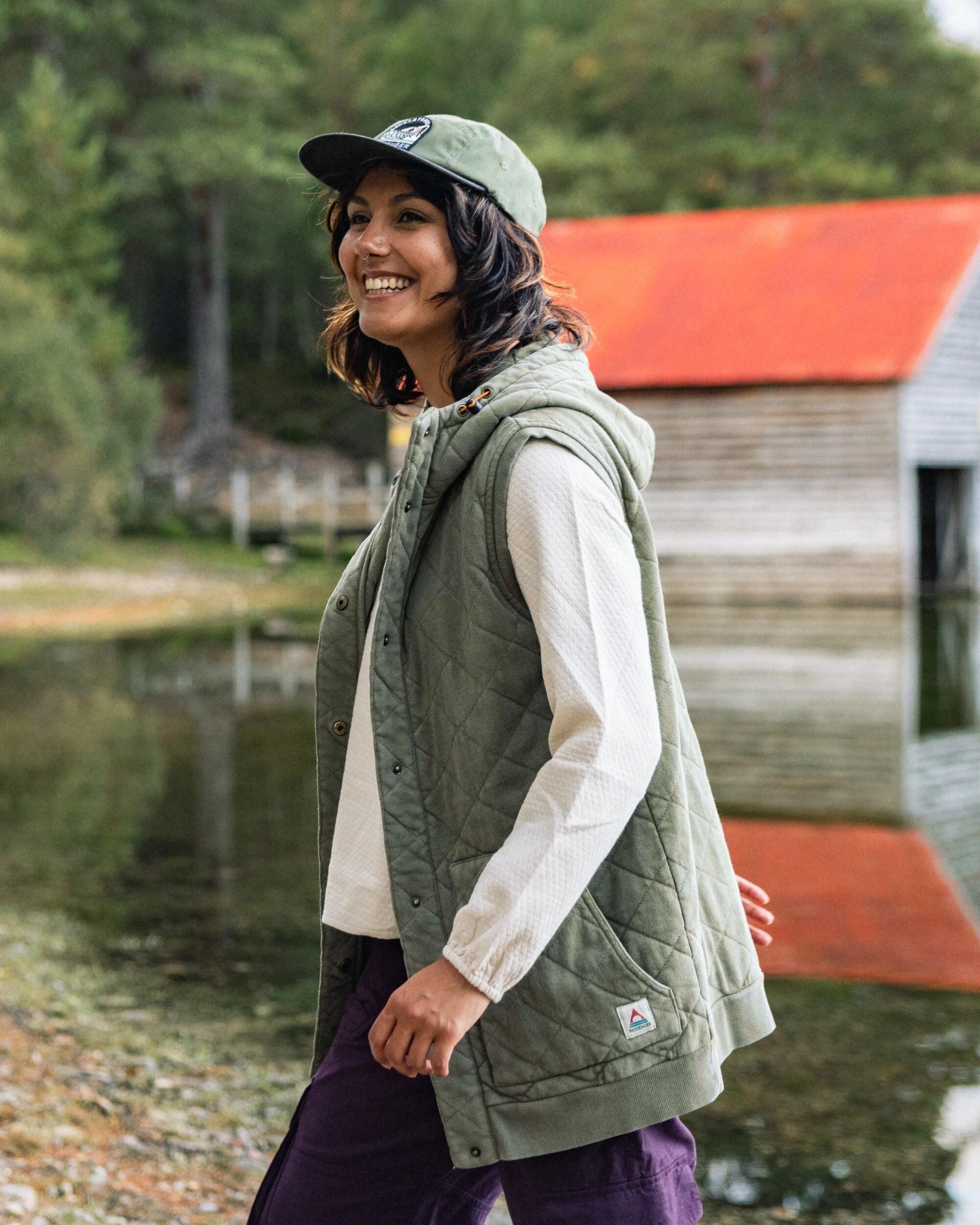 Clementine Recycled Quilted Vest - Khaki - Lifestyle