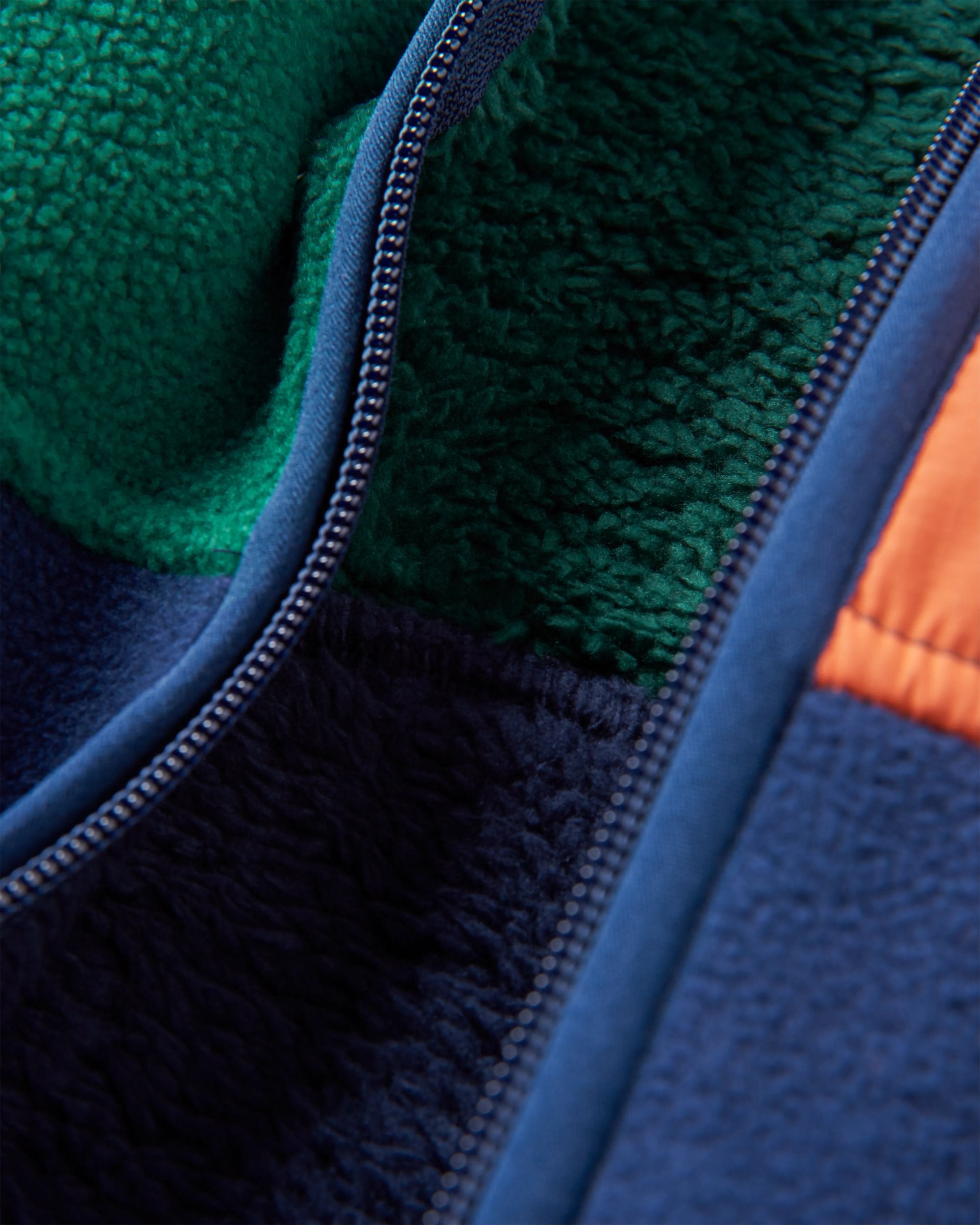 Loch Hooded Recycled Polar Fleece - Rain Forest/Rich Navy - Flatlay