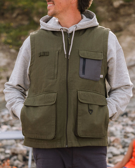 Explorers Organic Cotton Canvas Vest - Khaki - Lifestyle