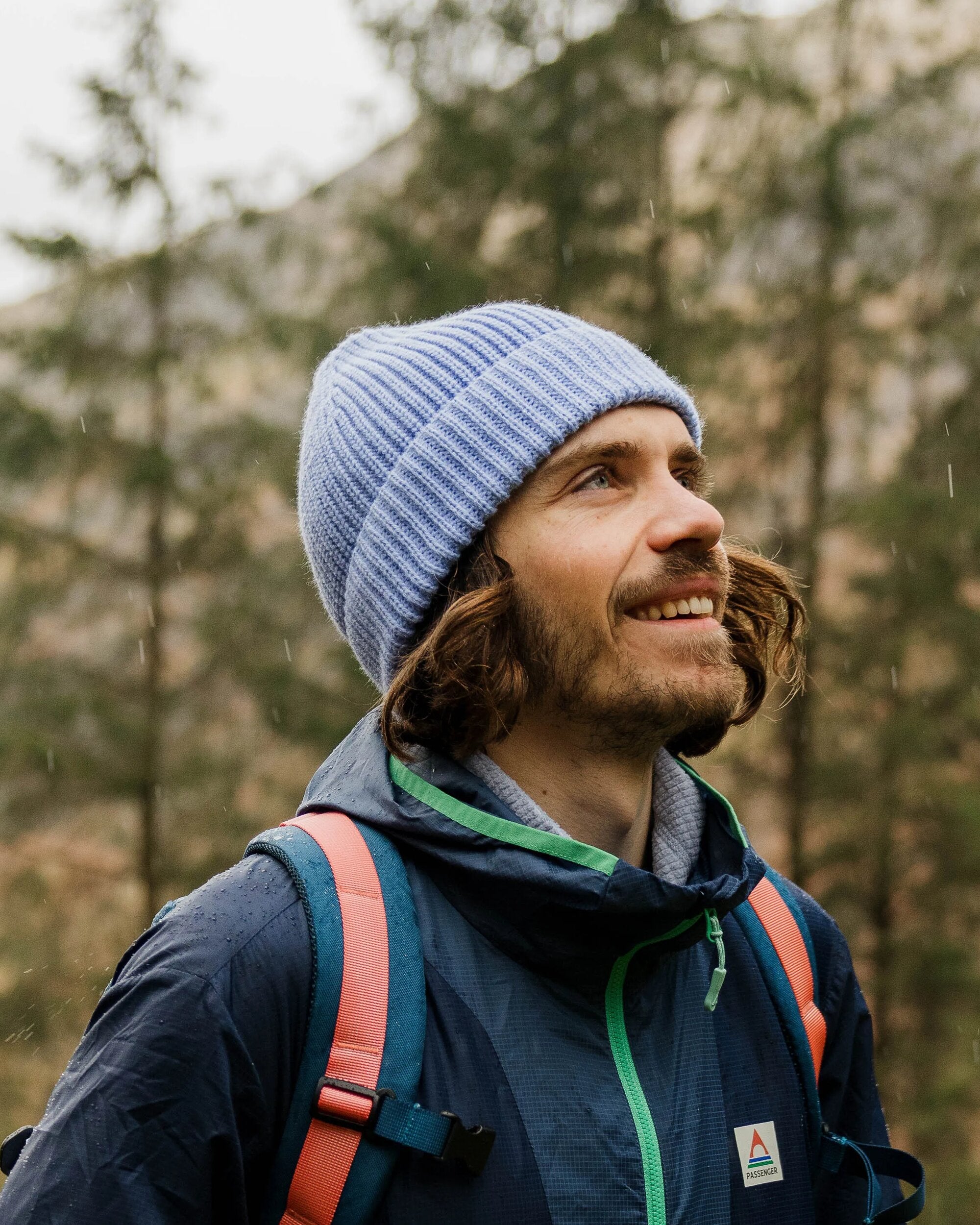Compass Recycled Beanie - Cornflower - Lifestyle - Male
