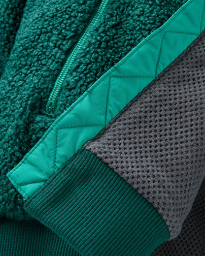 Joy Full Zip Lined Hooded Sherpa Fleece - Greenlake/Rain Forest - Flatlay