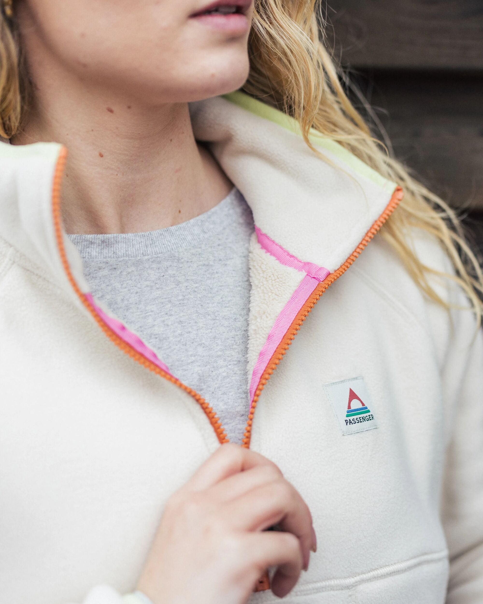 Folksy Recycled Sherpa Fleece - Oat - Lifestyle